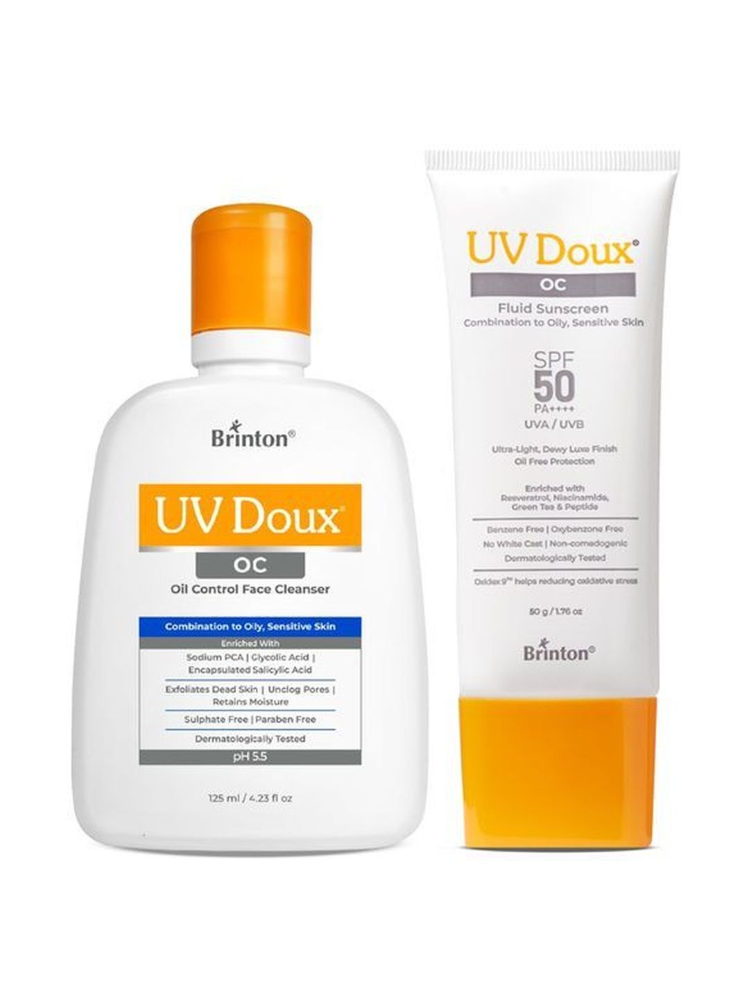 Brinton Set Of 2 UV Doux Oc Face Cleanser - 125 ml & Face Sunscreen - 50 g-image-4