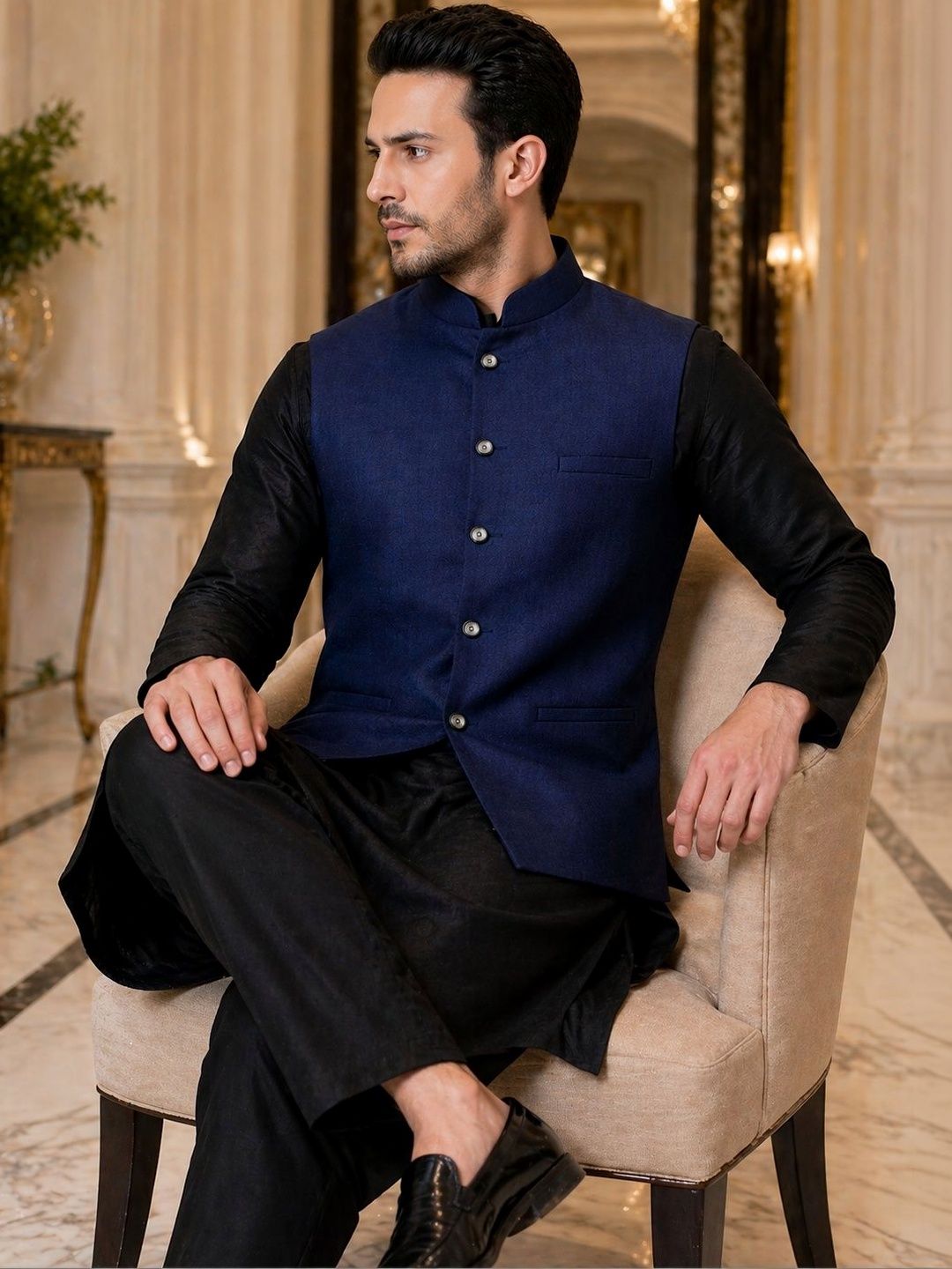 KUTUB FASHION Men Mandarin Collar Nehru Jackets-image-48