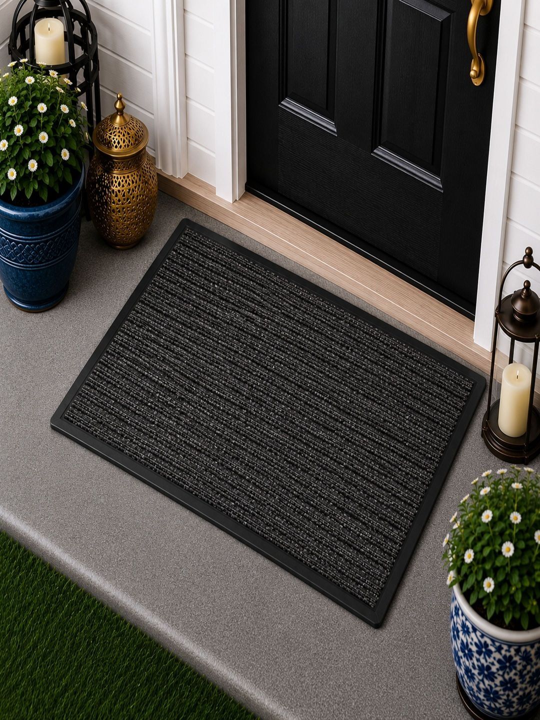 Status Grey & Black Striped Super Soft Anti-Slip Doormat-picture-34