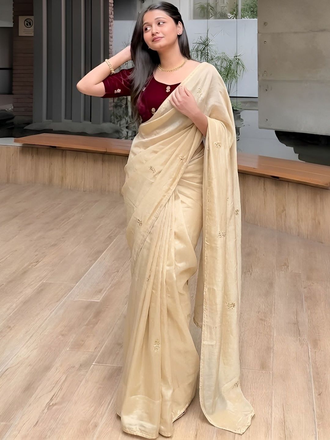 VRAGI Embellished Embroidered Satin Heavy Work Saree-picture-47