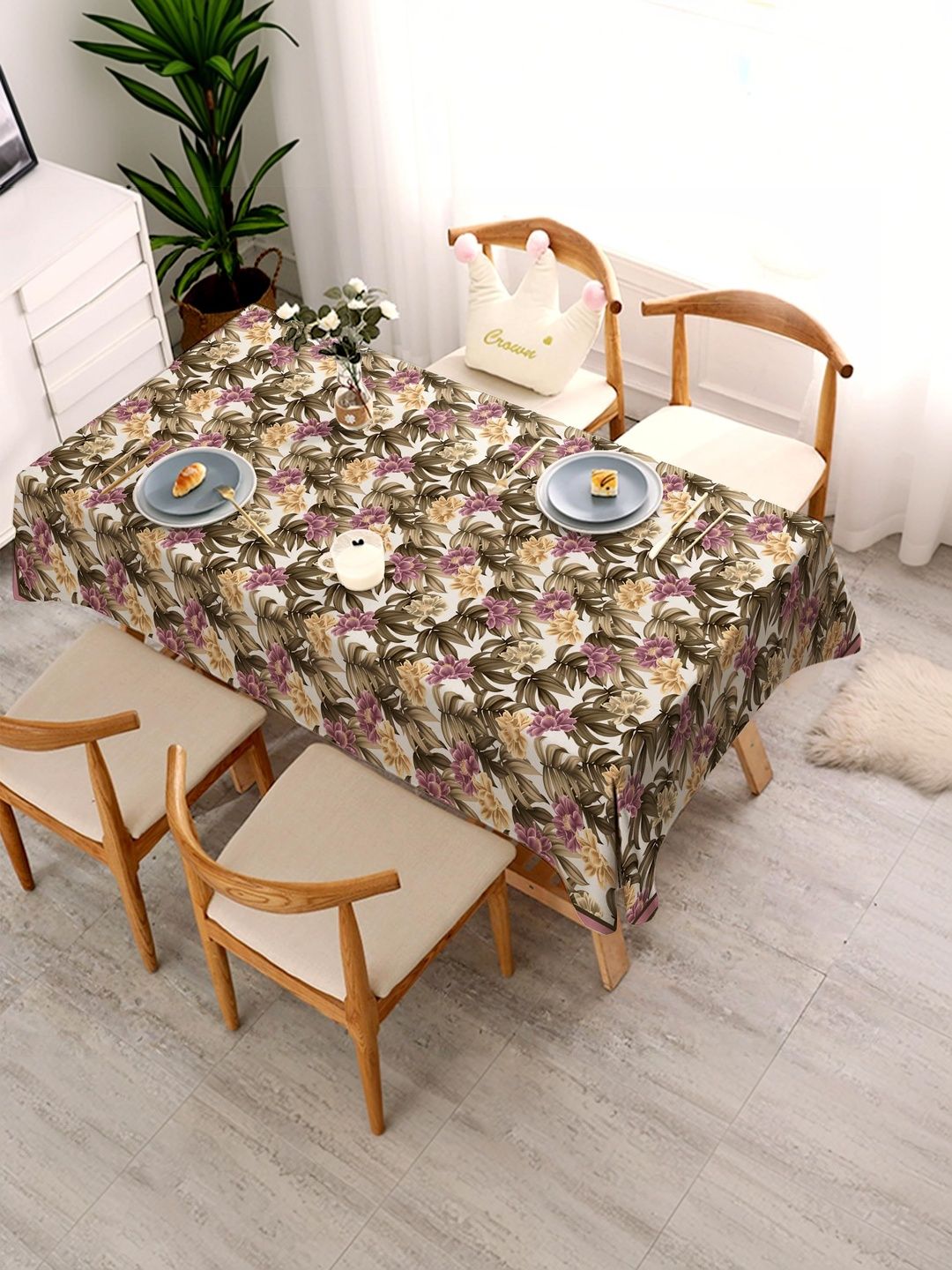 SIMPLYCURTAINS Purple Floral Anti-Slip 6-Seater Table Cover-picture-56