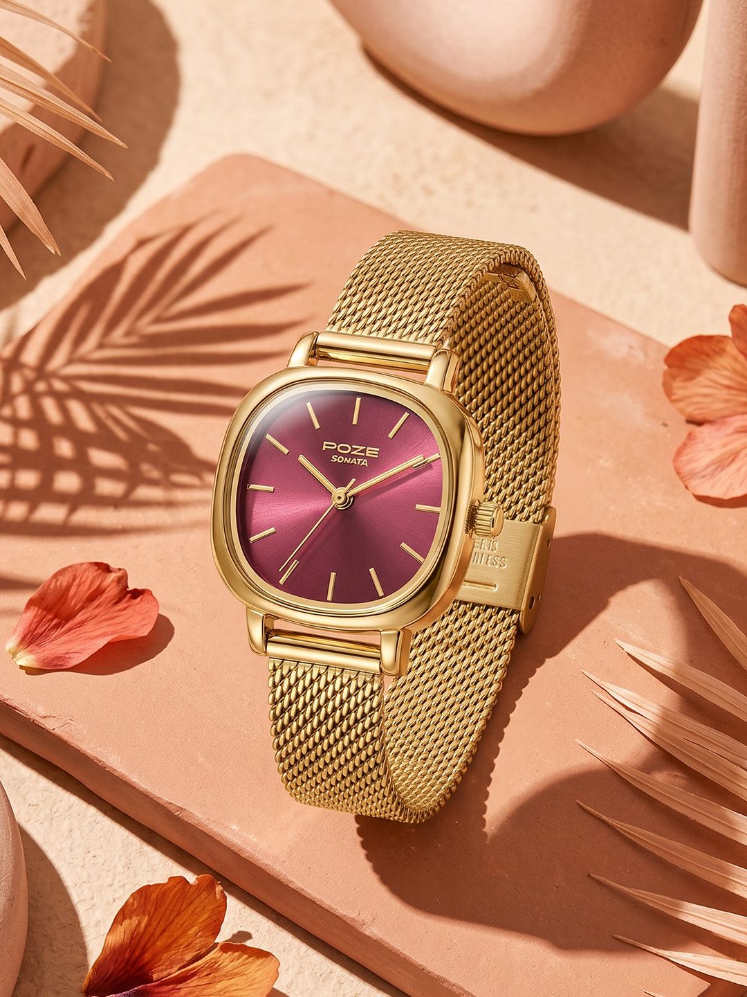 Sonata Women Poze 9 Quartz Analog Pink Dial Watch - SP80024YM01W-picture-22