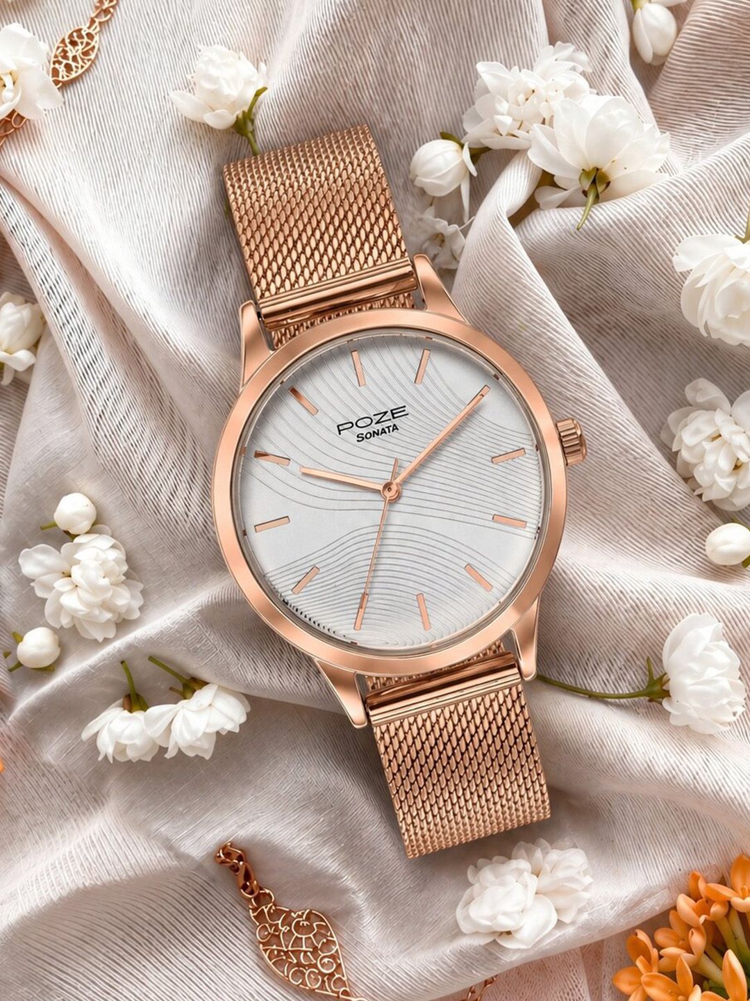 Sonata Women Poze 9 Quartz Analog White Dial Watch - SP80190WM02W-picture-13