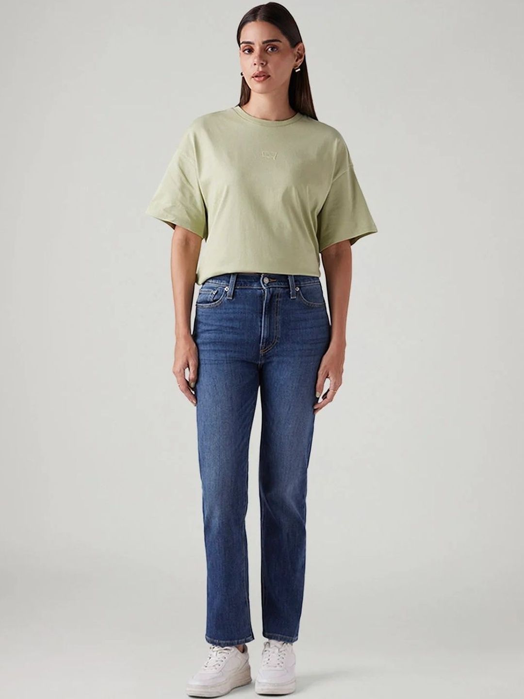 Levis Women Classic Straight Fit High-Rise Light Fade Stretchable Jeans-image-19