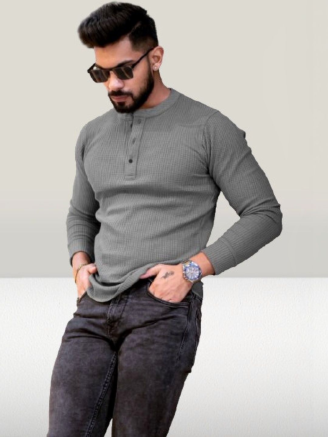 HOODLER Men Henley Neck T-shirt-picture-9