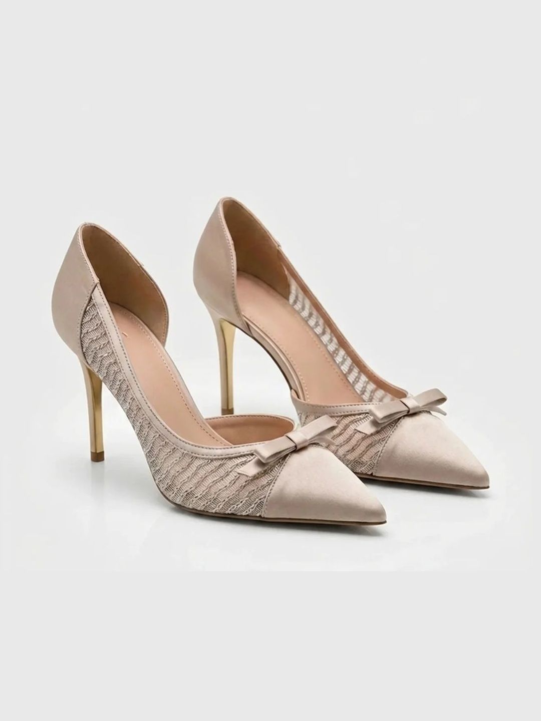 Ozzaro Textured Suede Party Stiletto Pumps with Bows-image-40