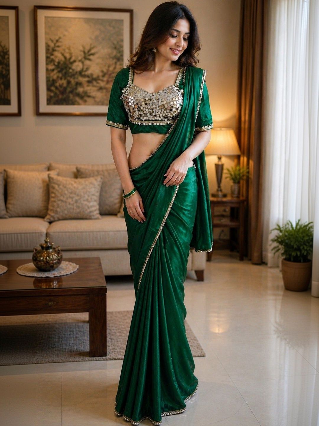 Radhe Radhey Embellished Mirror Work Art Silk Heavy Work Saree-picture-37