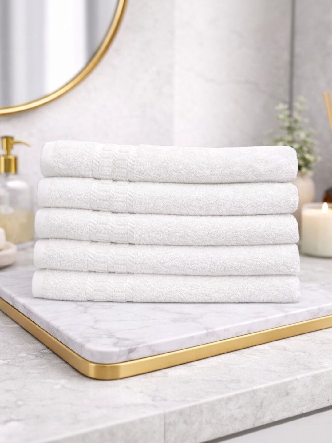 CasPure 5-Pcs White Cotton 600 GSM Hand Towels-image-11