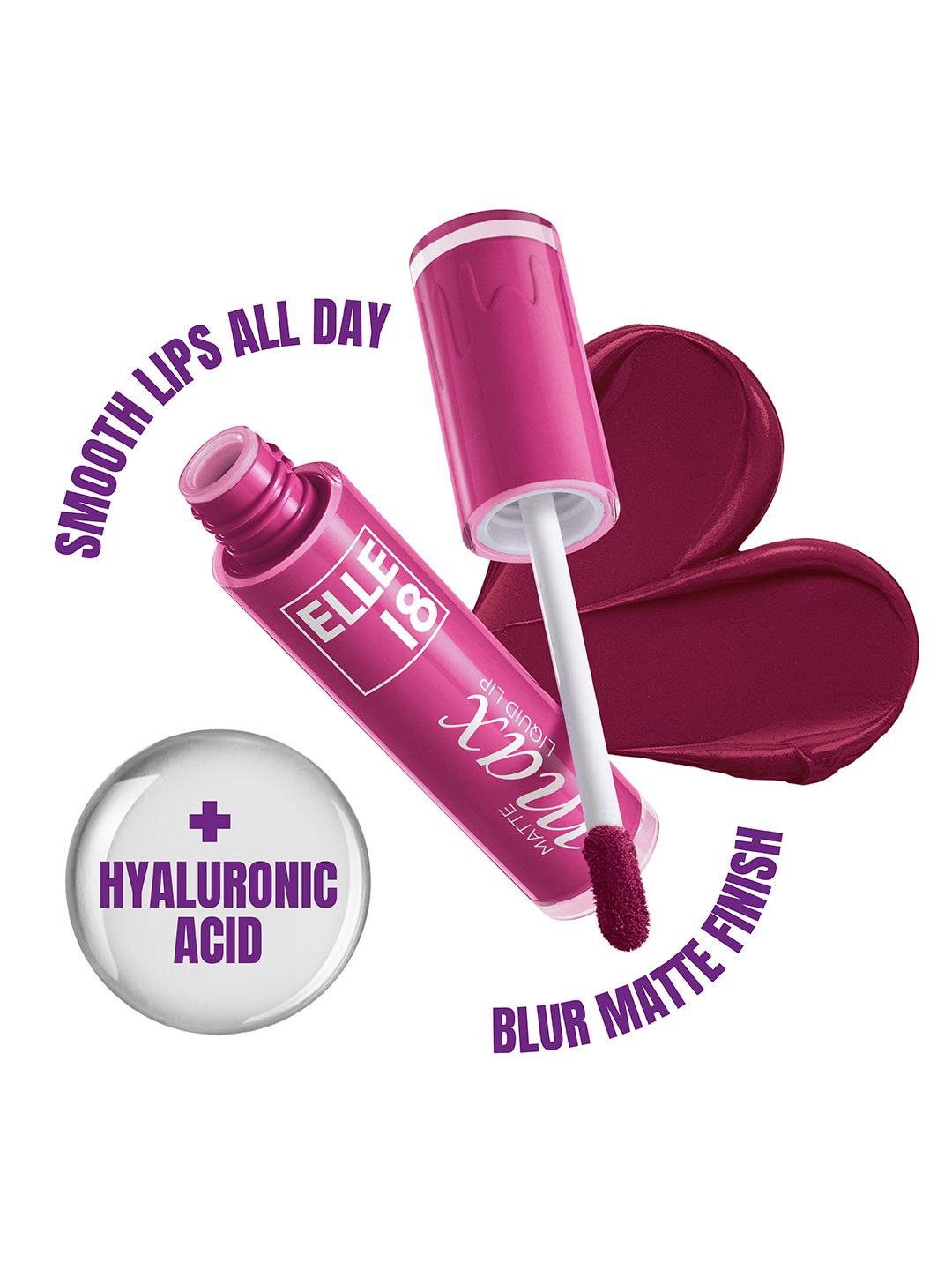 elle 18 Elle18 Matte Max Transferproof Liquid Lipstick - Plum Cake-picture-29