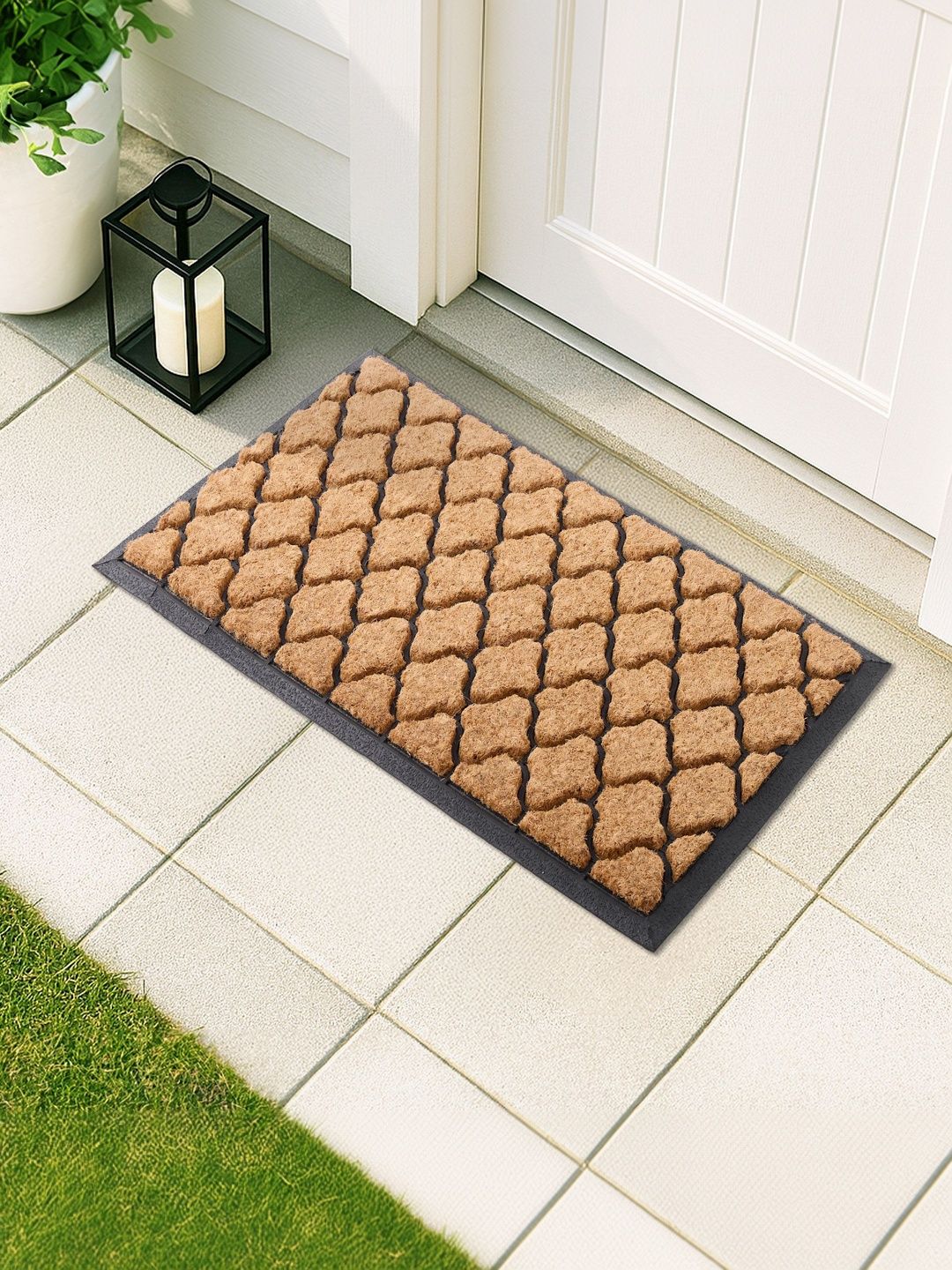 Home Centre Cadance Koko Brown & Black Textured Coir Doormat-picture-34
