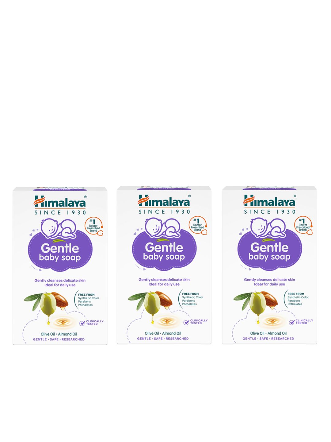 Himalaya Baby Set of 3 Gentle Soap with Olive & Almond Oil - 75 g each-image-20