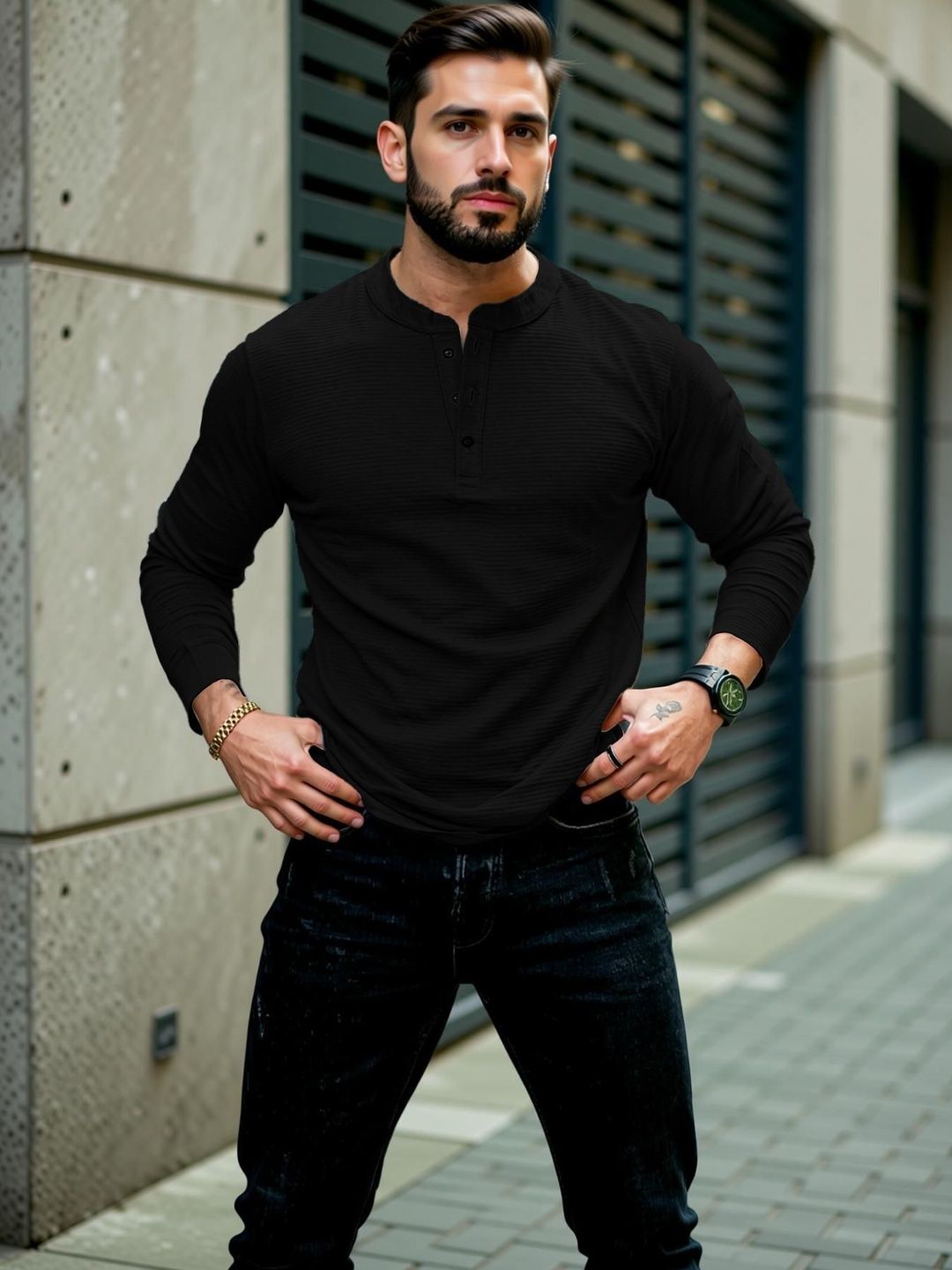 HOODLER Men Henley Neck T-shirt-picture-16