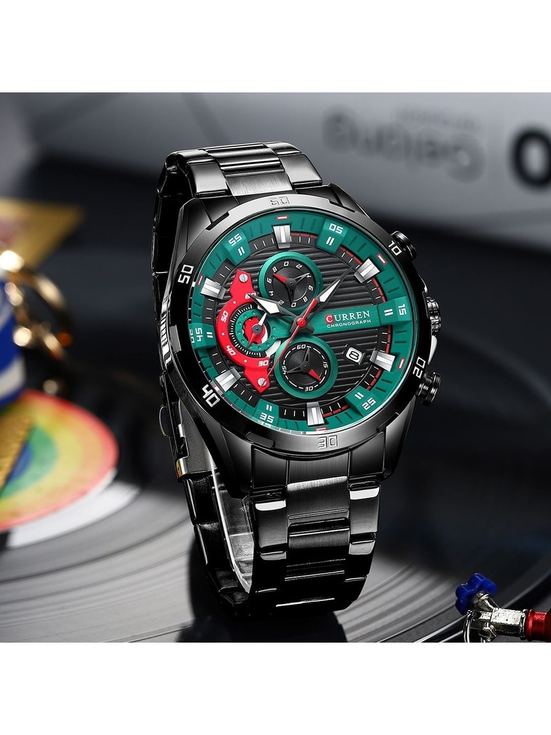 Curren Men Dial & Bracelet Style Straps Analogue Chronograph Watch CU8402G-A-image-21
