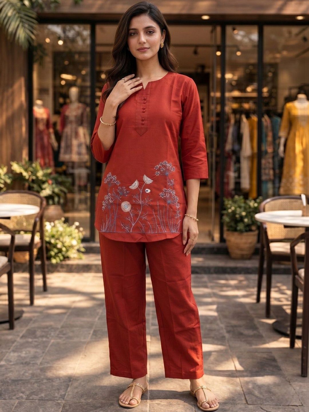 ZIVRAA Embroidered Tunic with Trousers-image-30