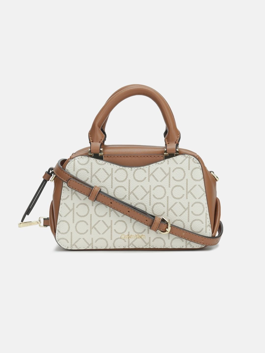 Calvin Klein Brand Logo Printed White Vinyl Sling Bag-picture-20
