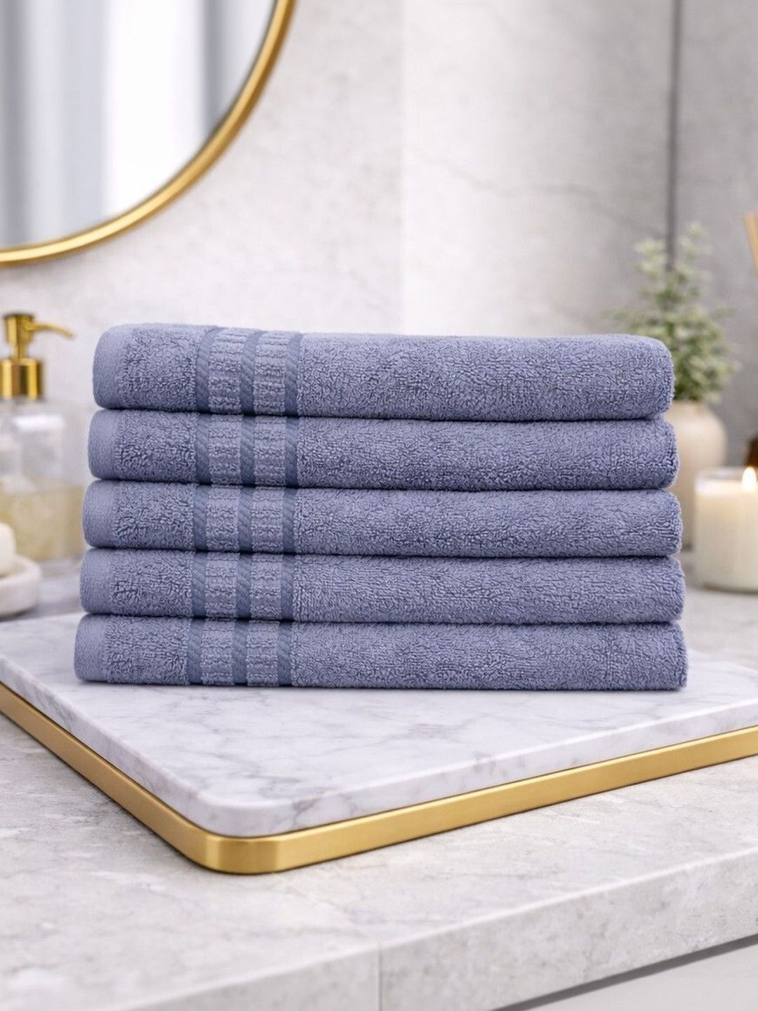 CasPure 5-Pcs Grey Cotton 600 GSM Hand Towels-image-12