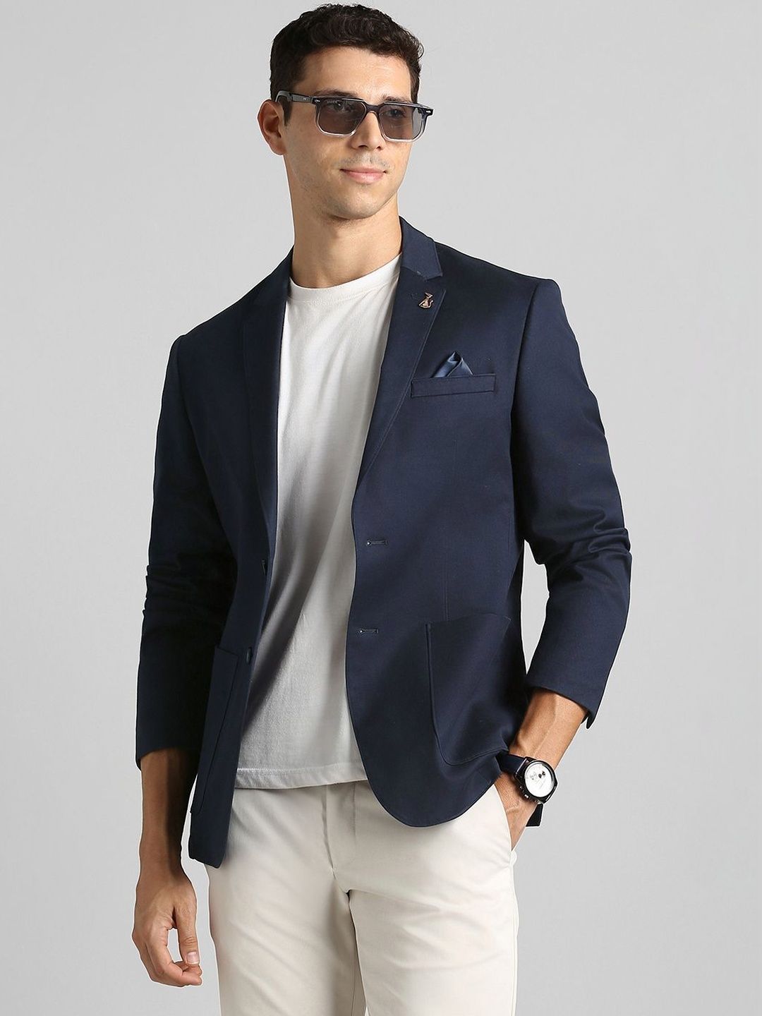 SIMON CARTER LONDON Notched Lapel Single-Breasted Slim Fit Formal Blazers-picture-41