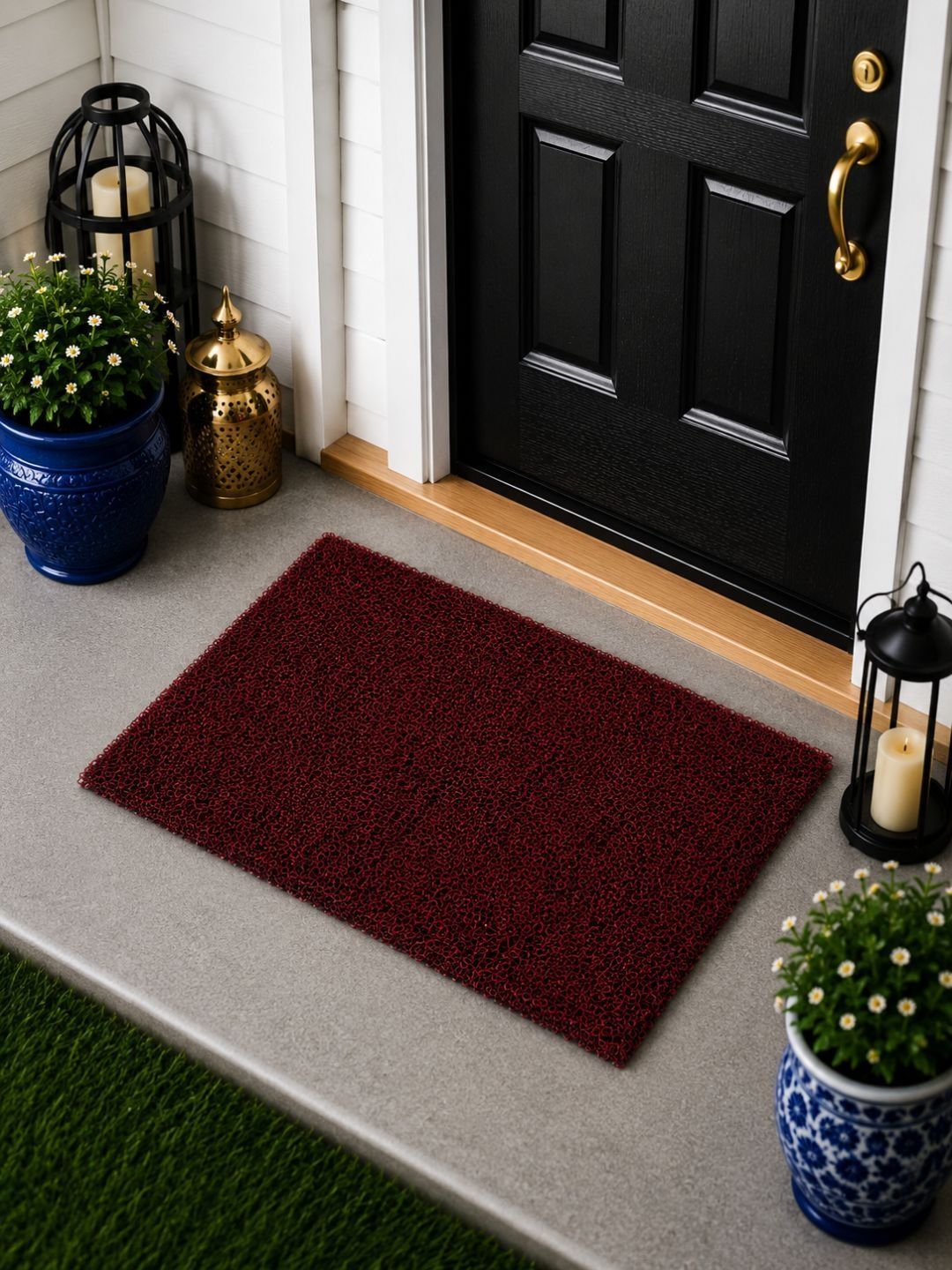 Status Maroon Textured Anti-Slip Doormat-image-23