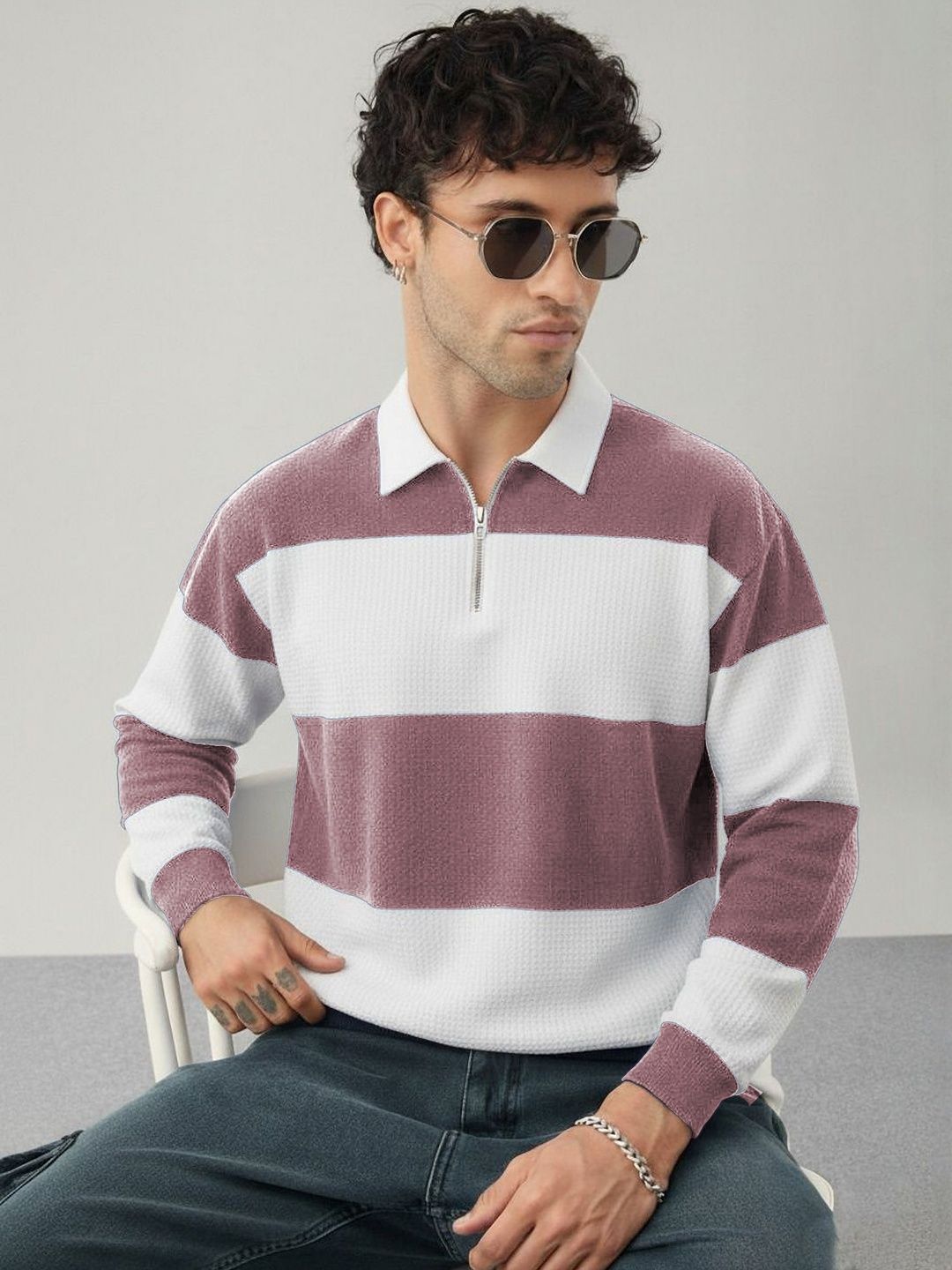 HOODLER Men Colourblocked Polo Collar T-shirt-picture-26
