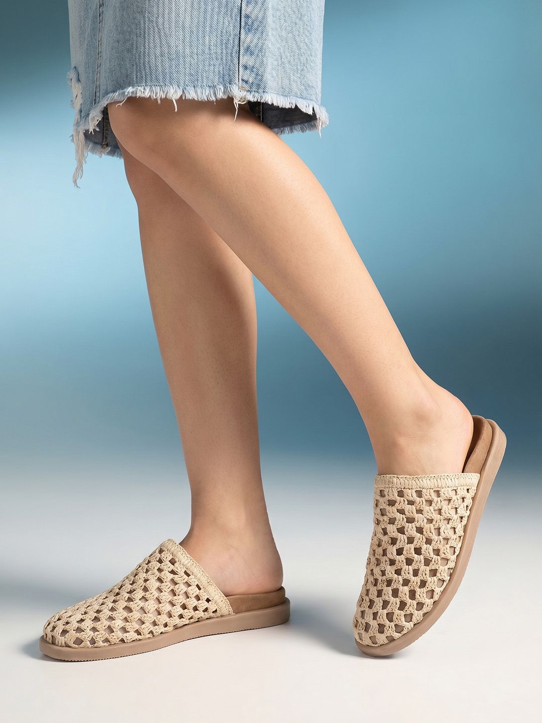Nautica Women Leather Woven Design Mules Flats-image-14