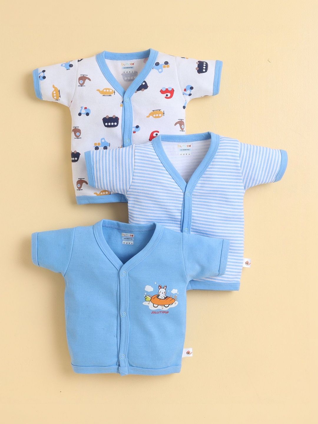 BUMZEE Boys Pack of 3 Printed Cotton Basic-image-29