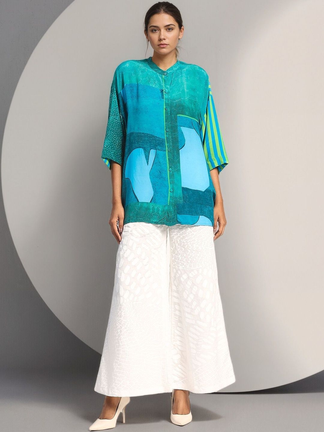 Satya Paul Print Mandarin Collar Top-picture-19