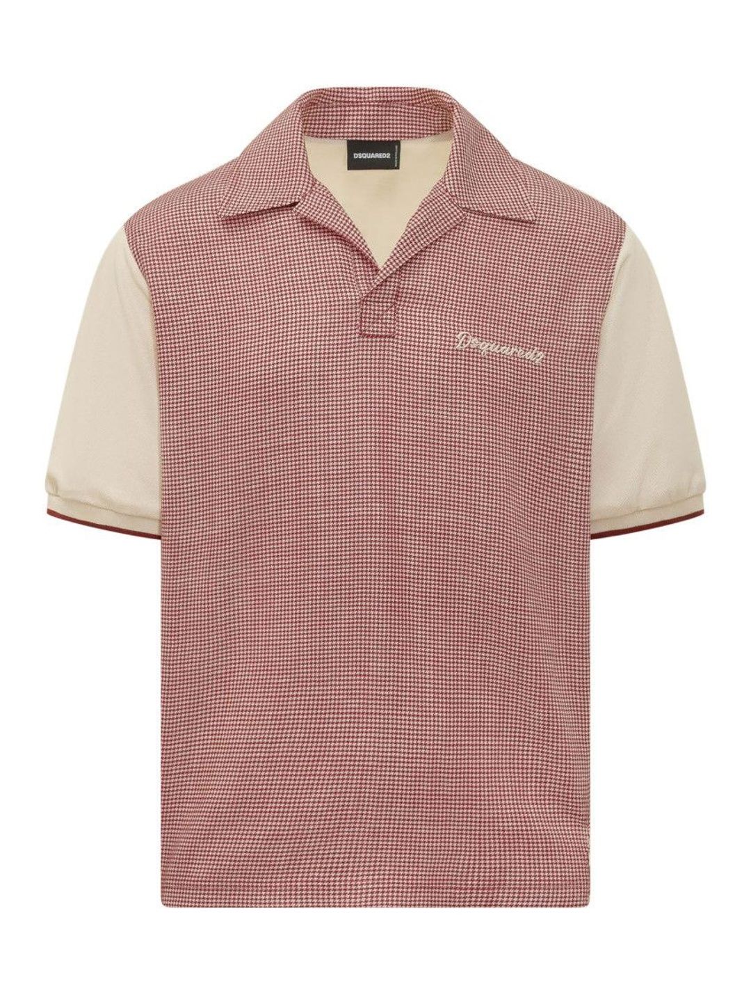 dsquared2 Red Houndstooth Shirt Collar Polo-picture-23