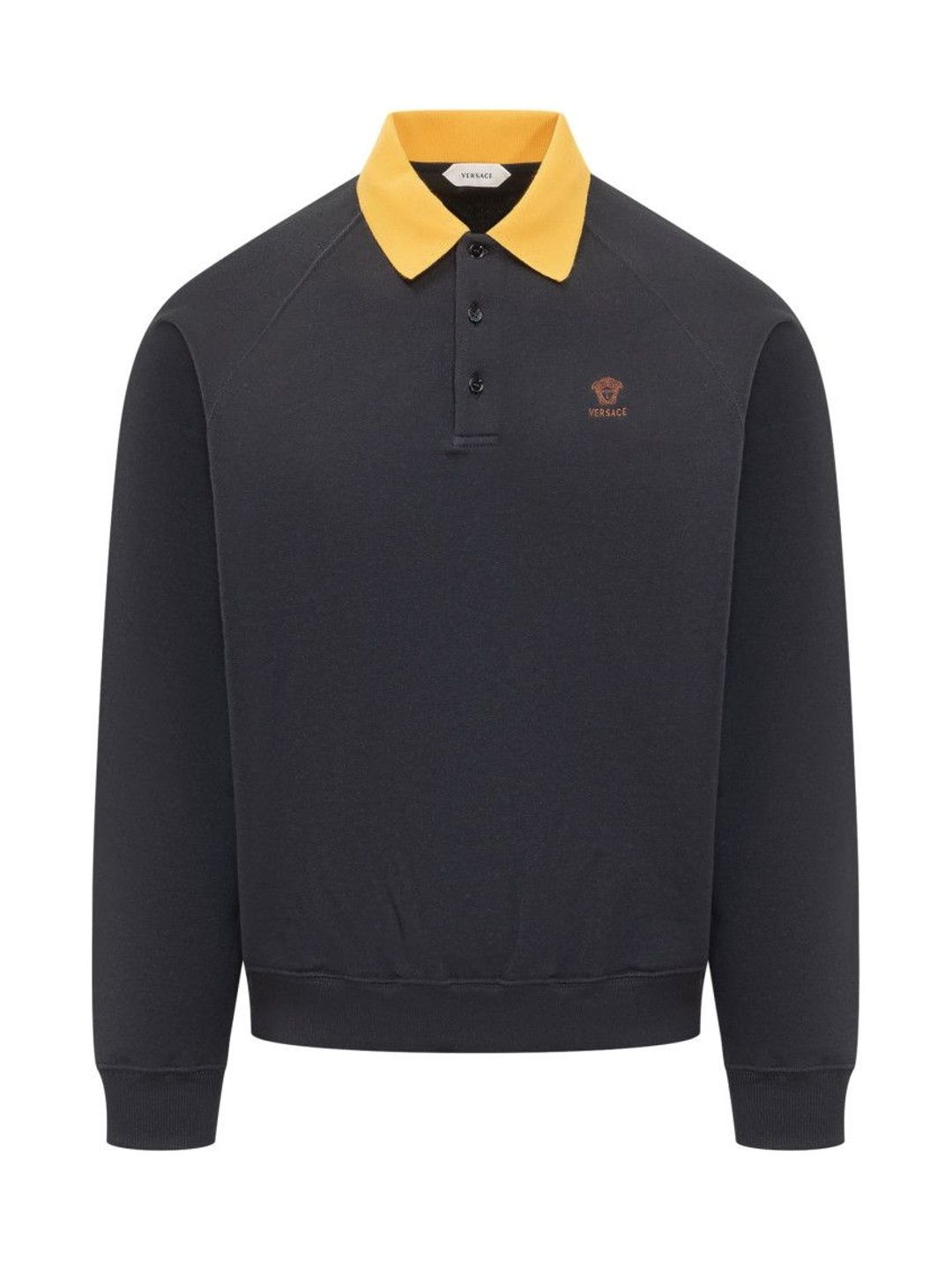 versace Navy Blue Solid Shirt Collar Sweatshirt-picture-19