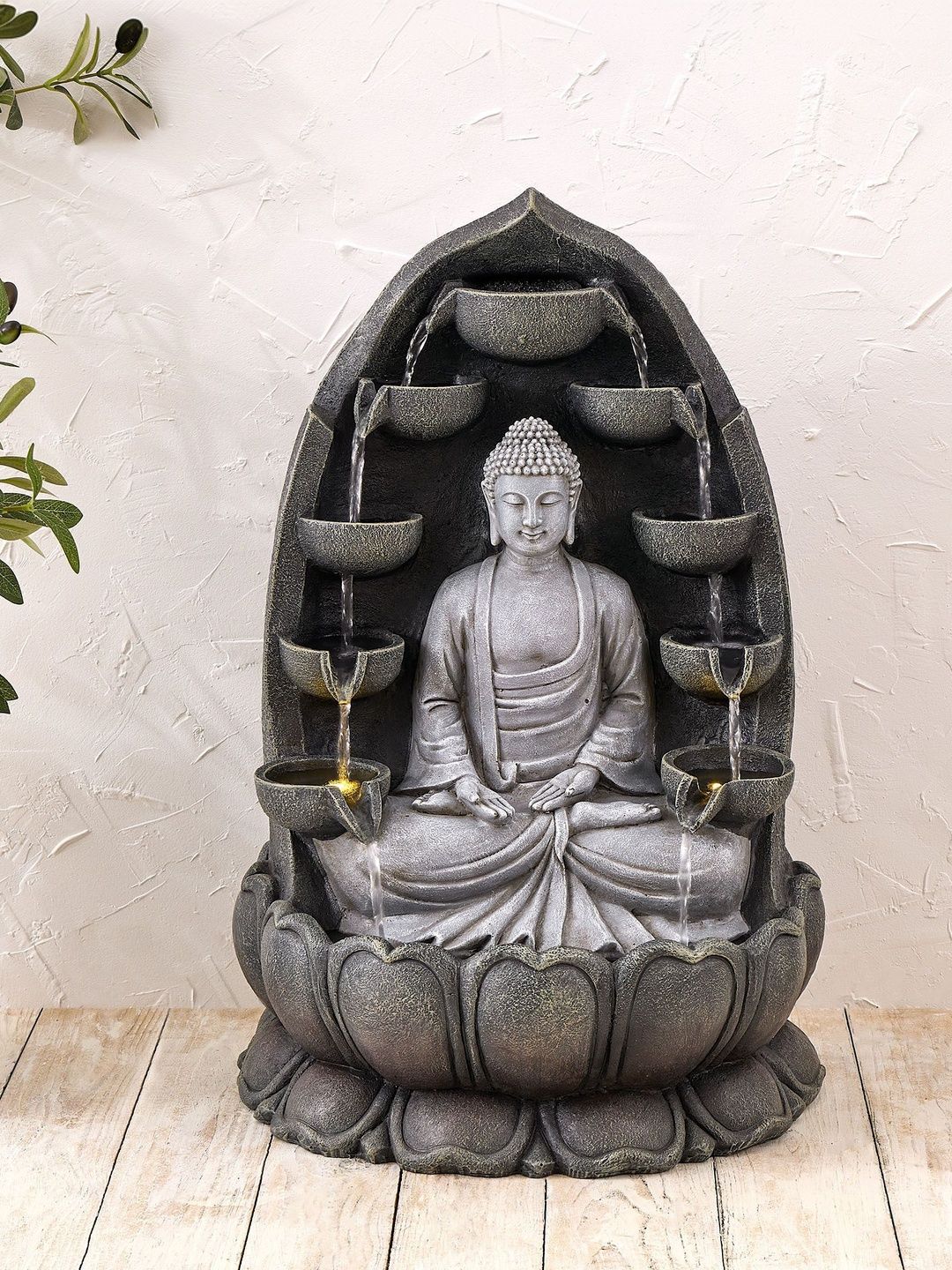 Home Centre Beige & Black Diya Water Fountain-image-38