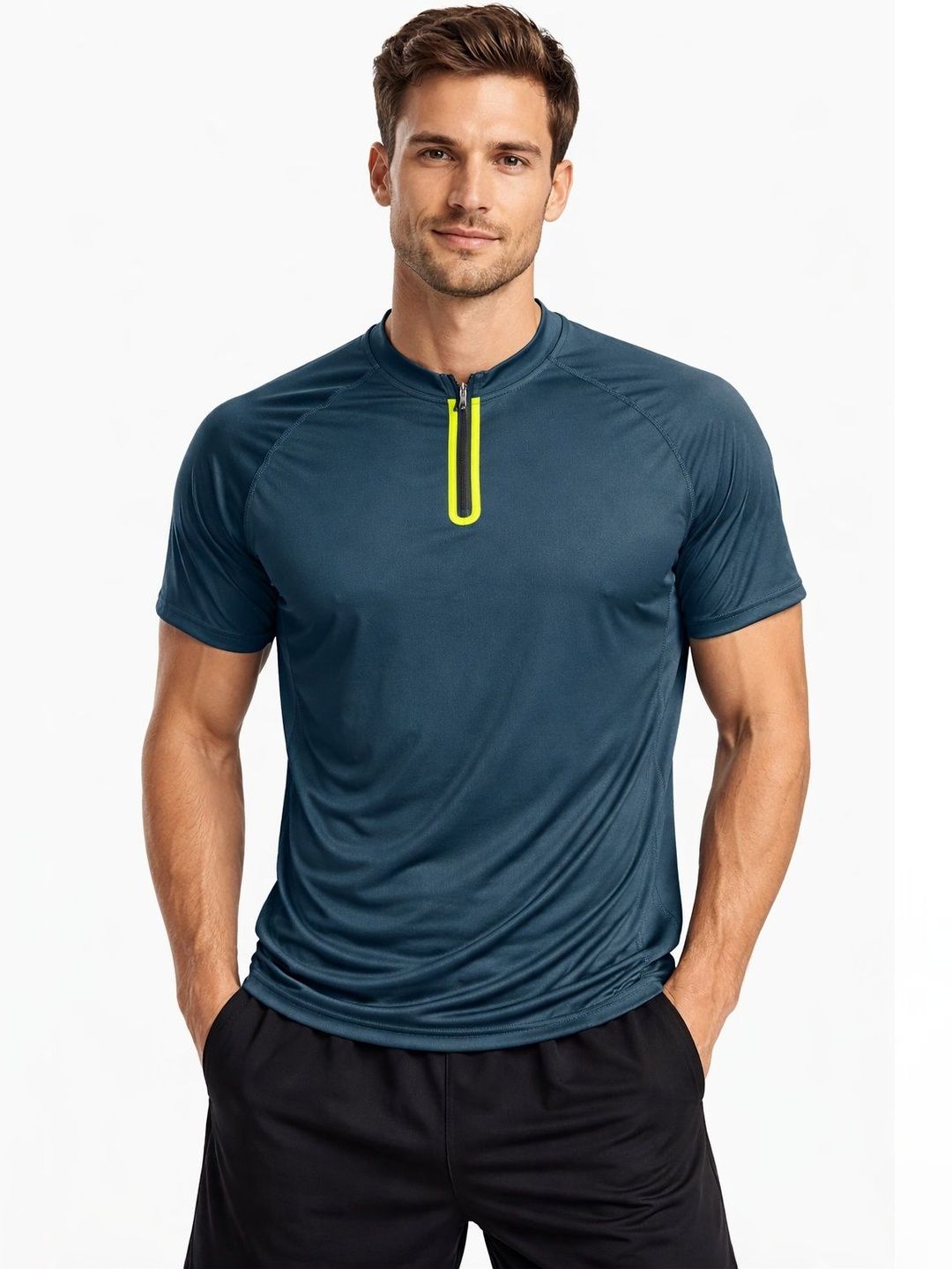 ENRIZZ Men Mandarin Collar T-shirt-image-13