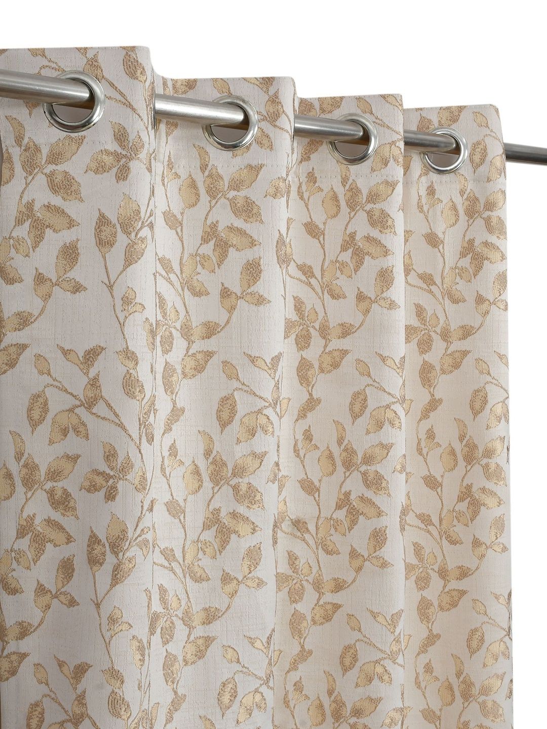 GEET CREATIONS Gold-Toned Set of 2 Floral Room Darkening Door Curtain-image-48