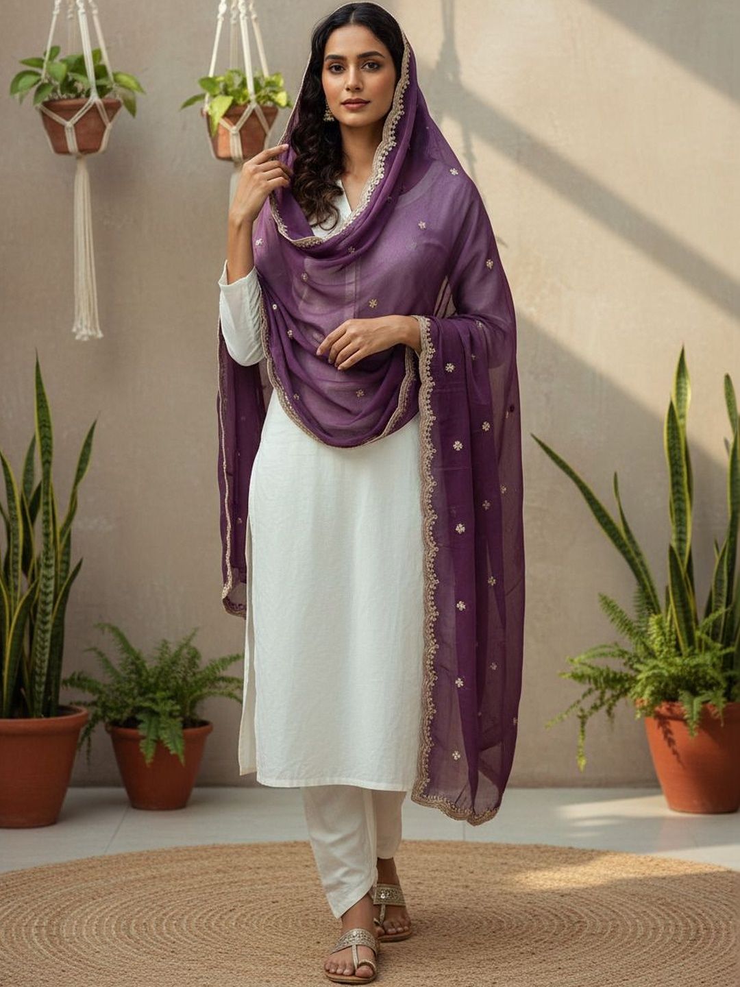 Komurr Ethnic Motifs Embroidered Dupatta with Thread Work-picture-55