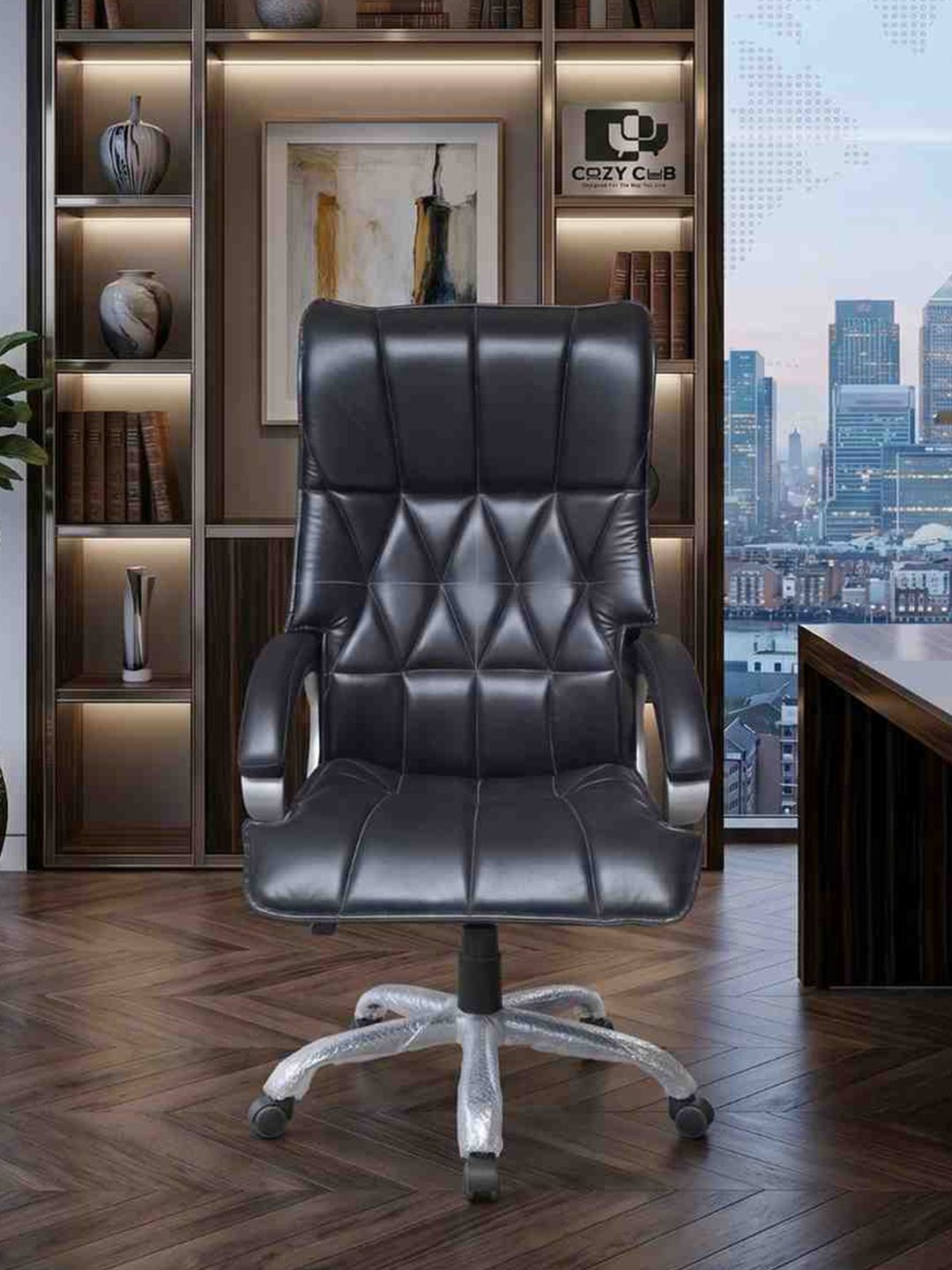 COZY CUB Black Leatherette Adjustable Seat Height Study Arm Chair-picture-27