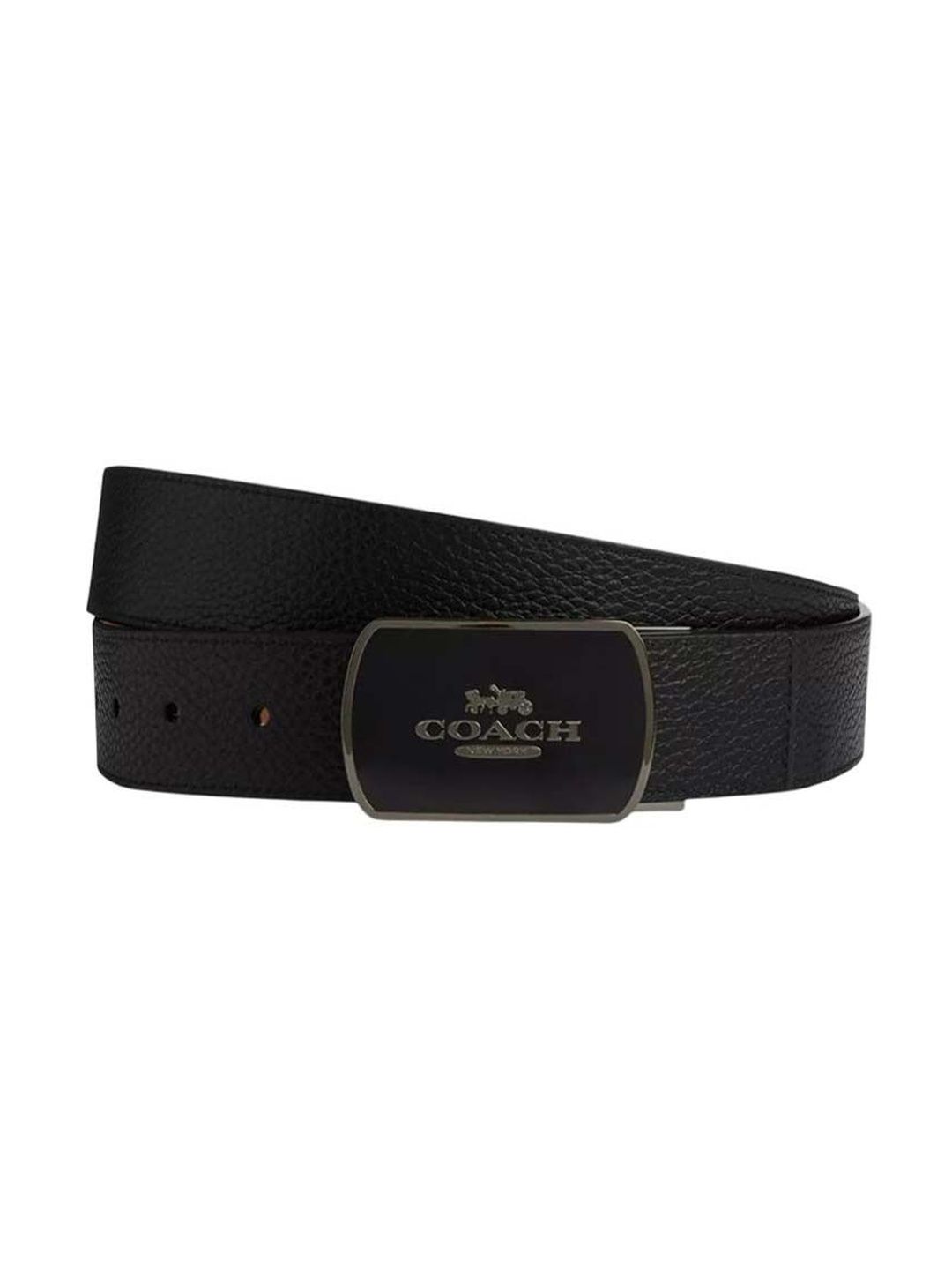 Coach Black Plaque Buckle Cut To Size Reversible Belt-image-9