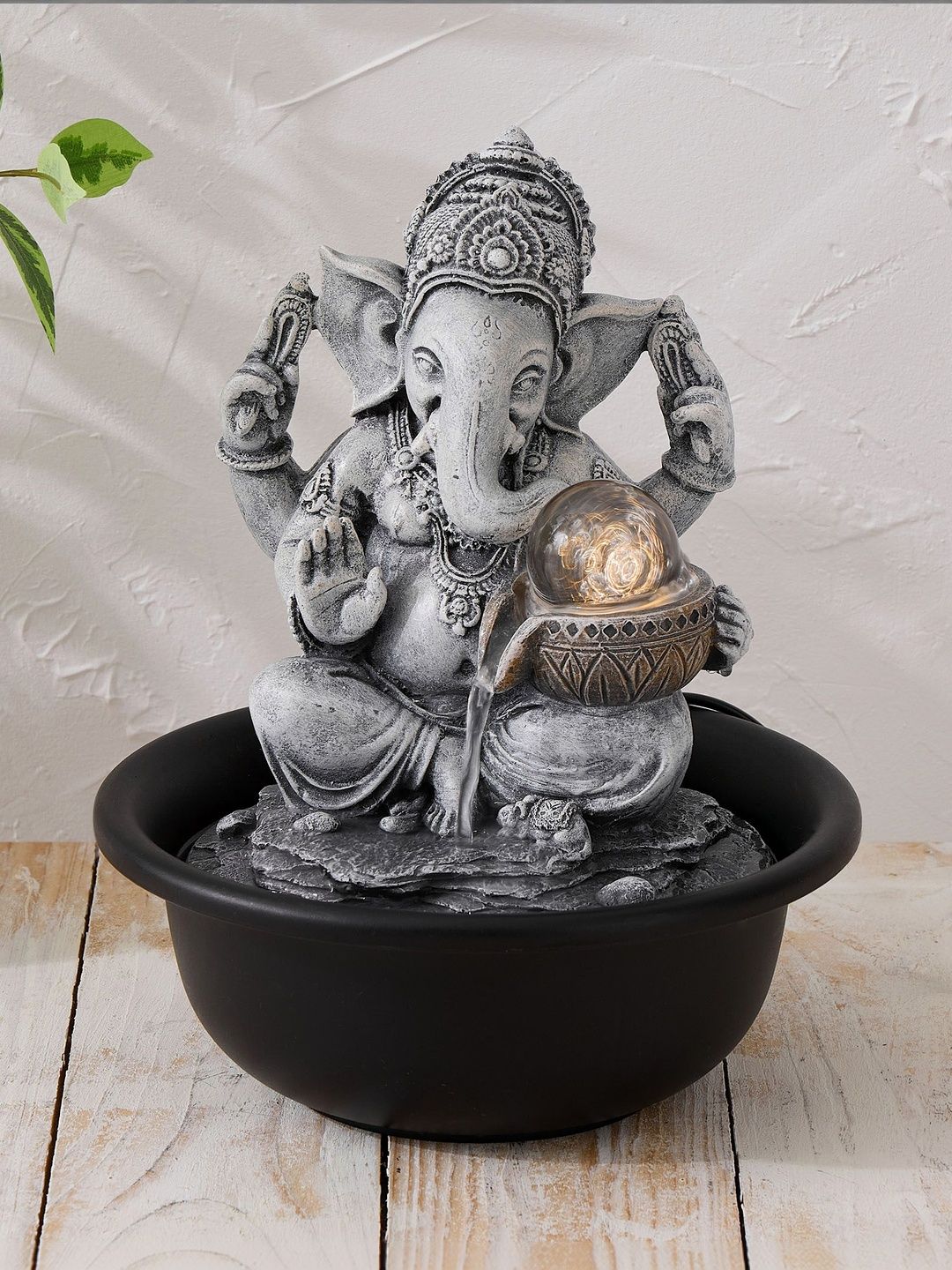 Home Centre Grey & Black Ganesha With Rotating Bal Water Fountain-image-22