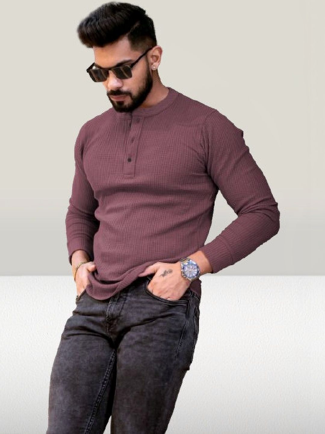 HOODLER Men Henley Neck T-shirt-picture-37