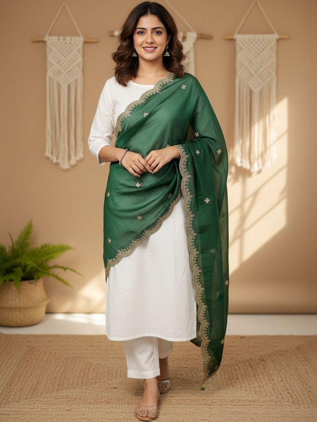 Komurr Ethnic Motifs Embroidered Dupatta with Thread Work-picture-41