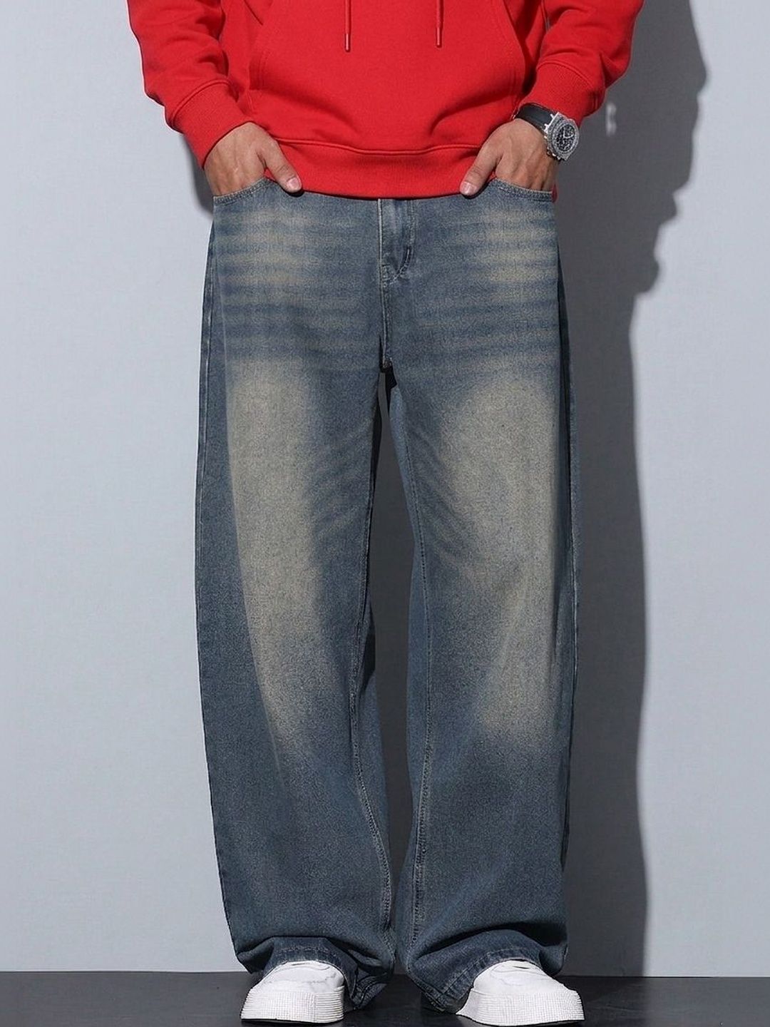 PINKLIT Men Straight Fit Mid-Rise Heavy Fade Jeans-image-39