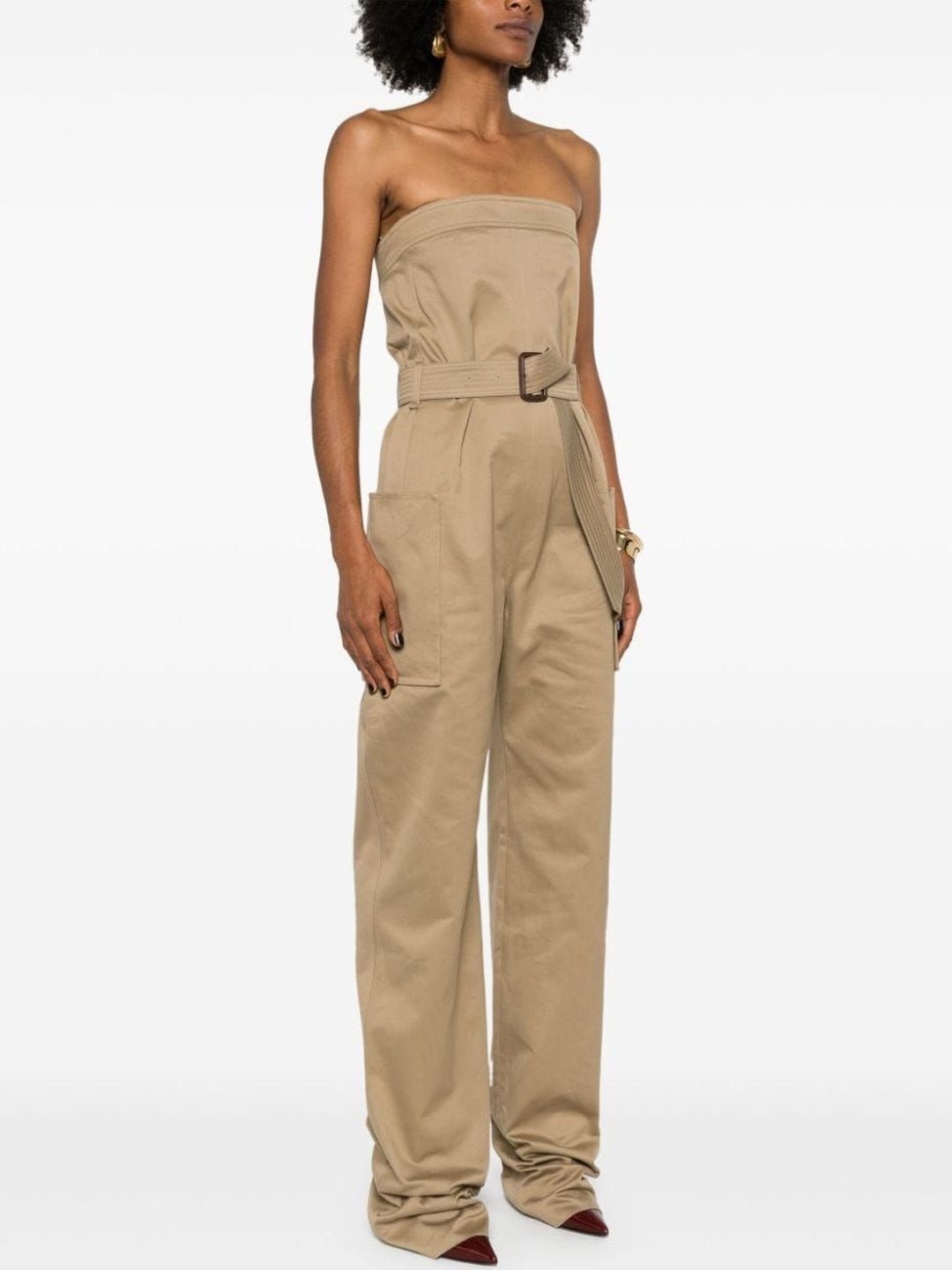 Beige Strapless Jumpsuit-image-1