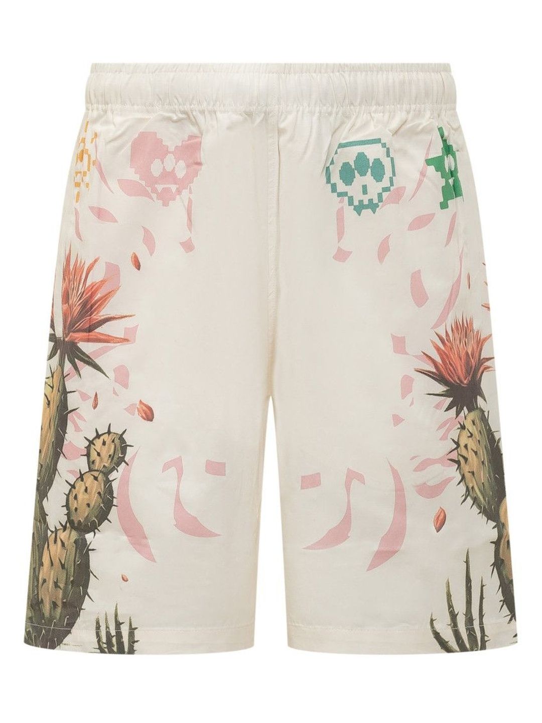 Beige Graphic Shorts-image-0