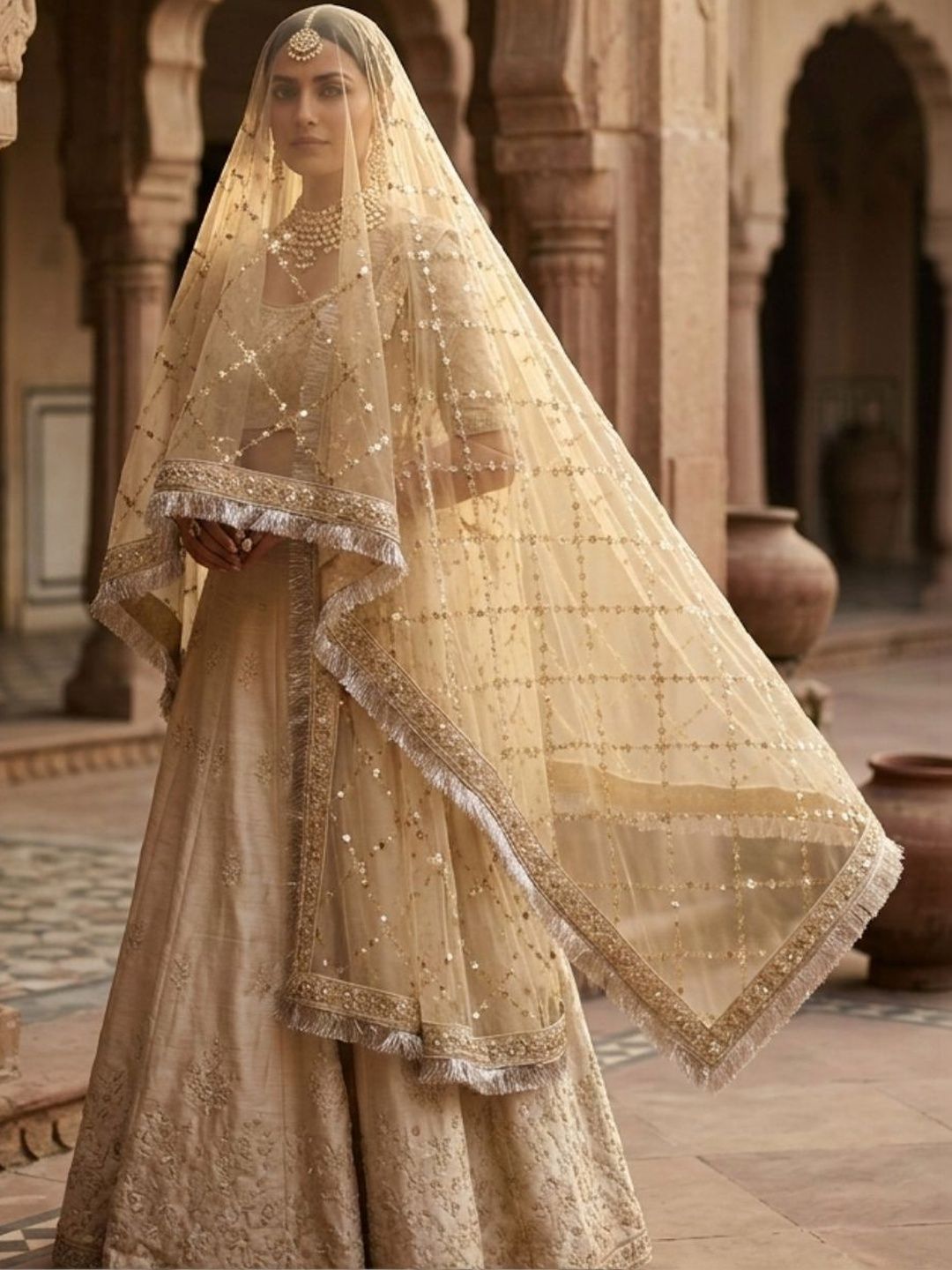 Dupatta Bazaar Embroidered Dupatta with Sequinned-picture-15
