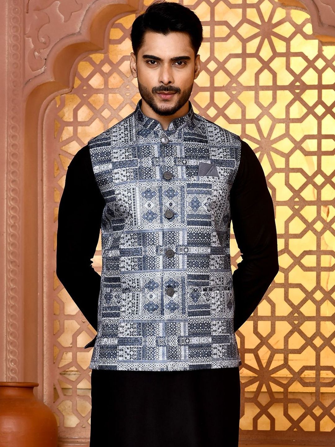WANAS Printed Woven Nehru Jackets-picture-34
