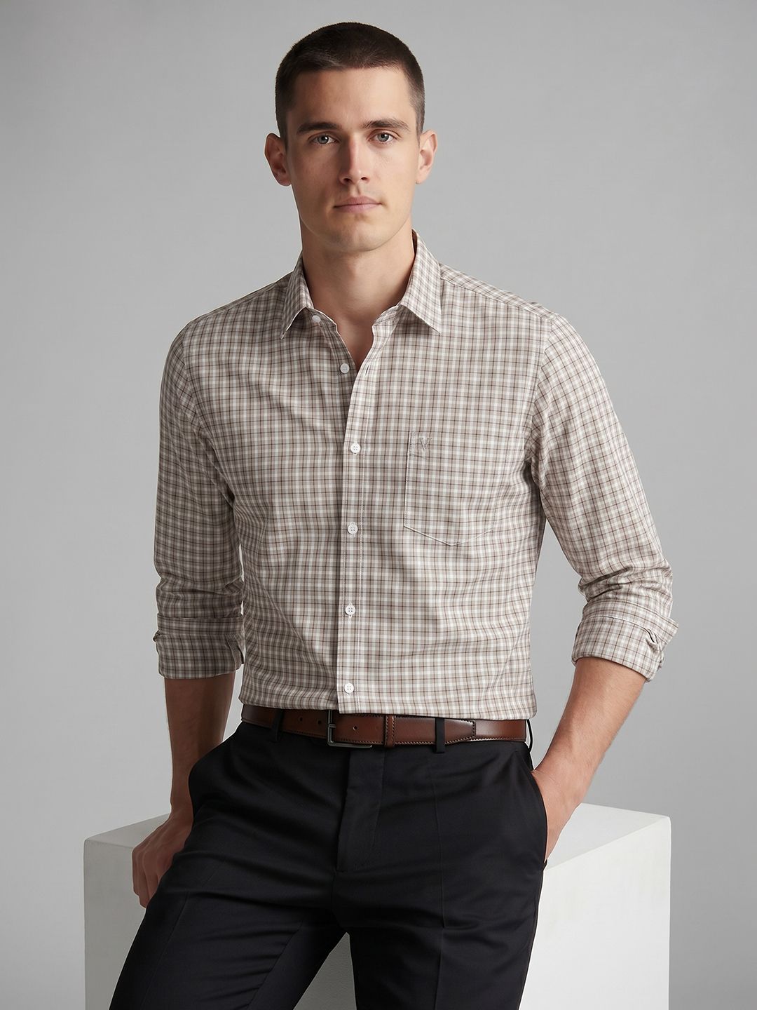 Van Heusen Checked Pure Cotton Formal Shirt-picture-34
