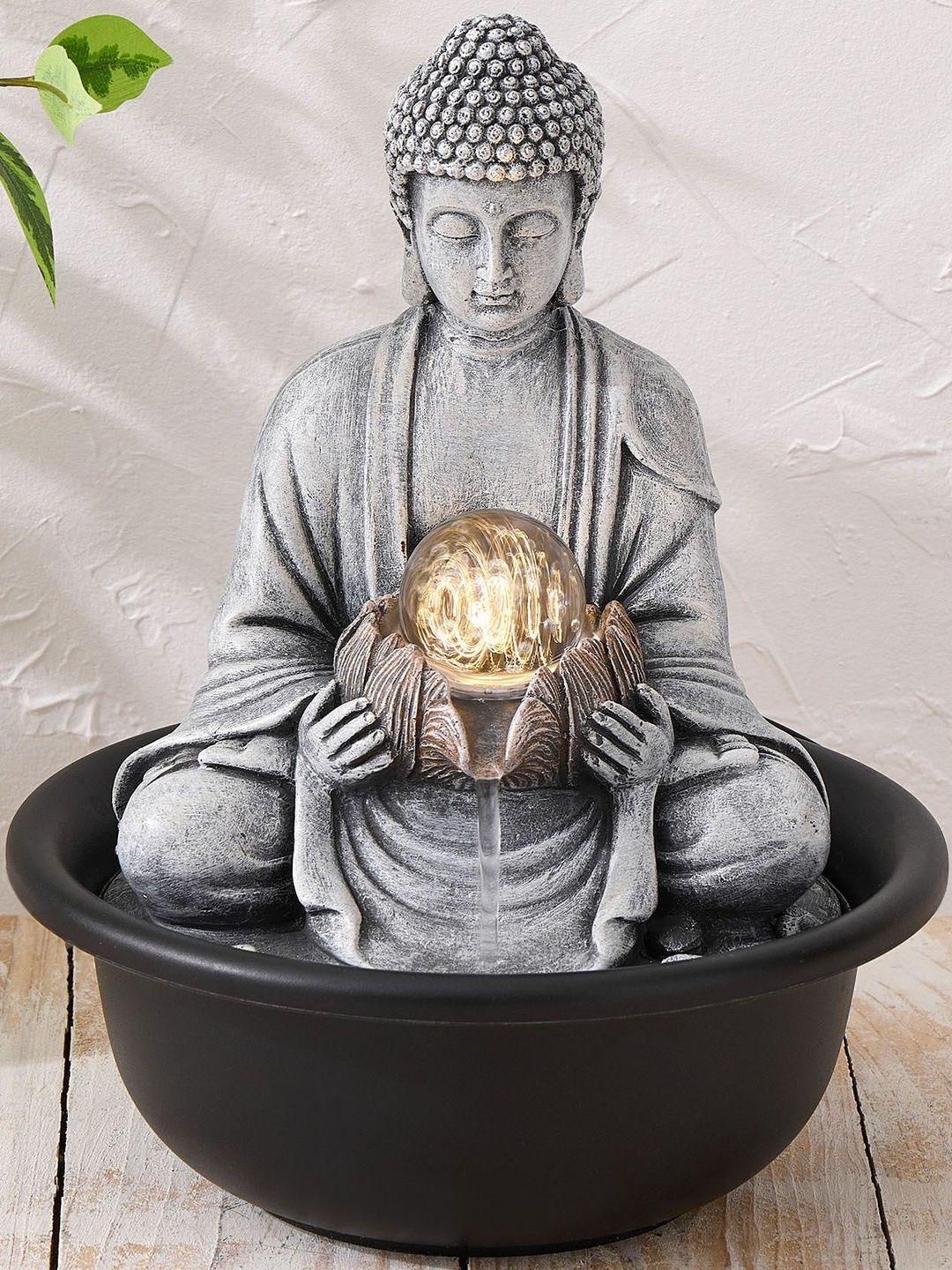 Home Centre Grey & Black Buddha & Rotating Ball Water Fountain-image-23