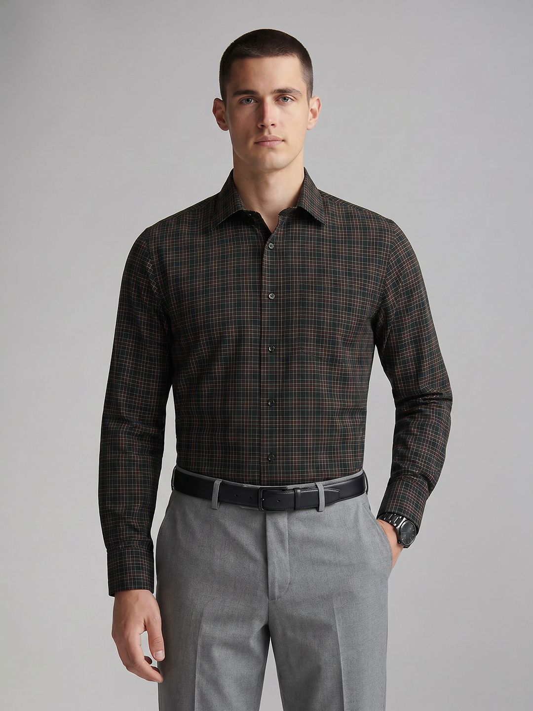 Van Heusen Slim Fit Checked Pure Cotton Formal Shirt-picture-54