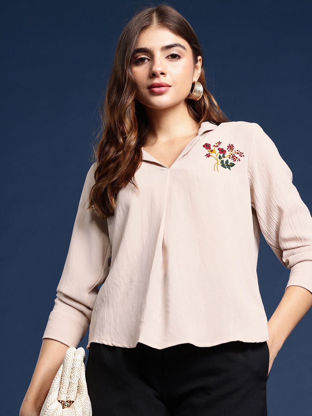 FITHUB Floral Embroidered Cotton Blend Top-image-31