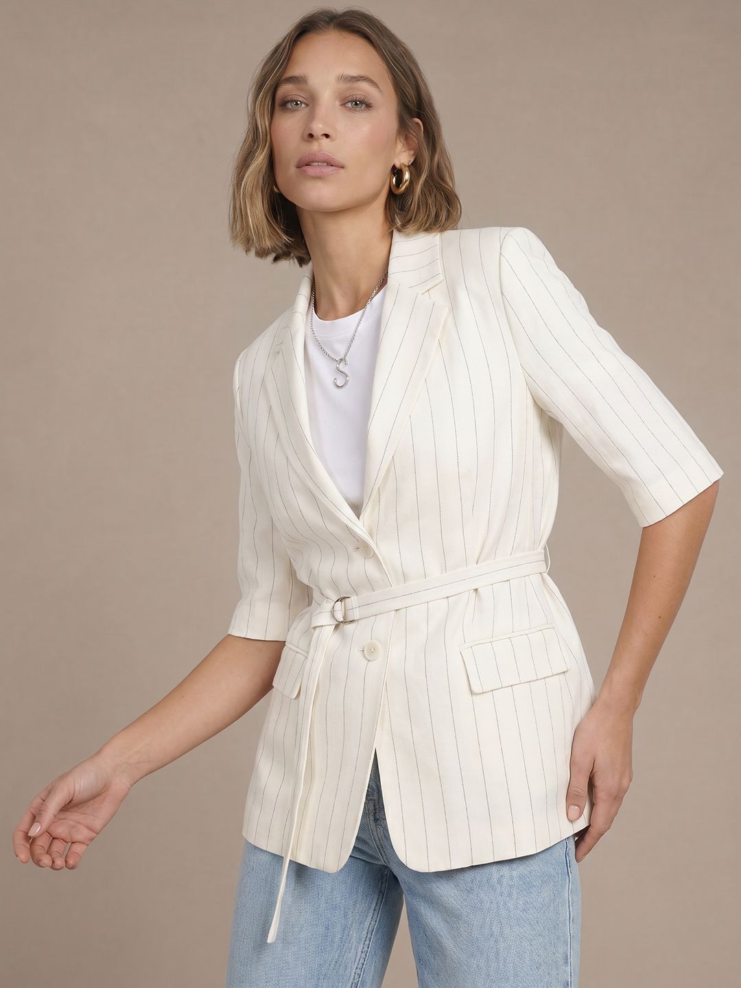 MANGO Striped Single Breasted Blazer-picture-36