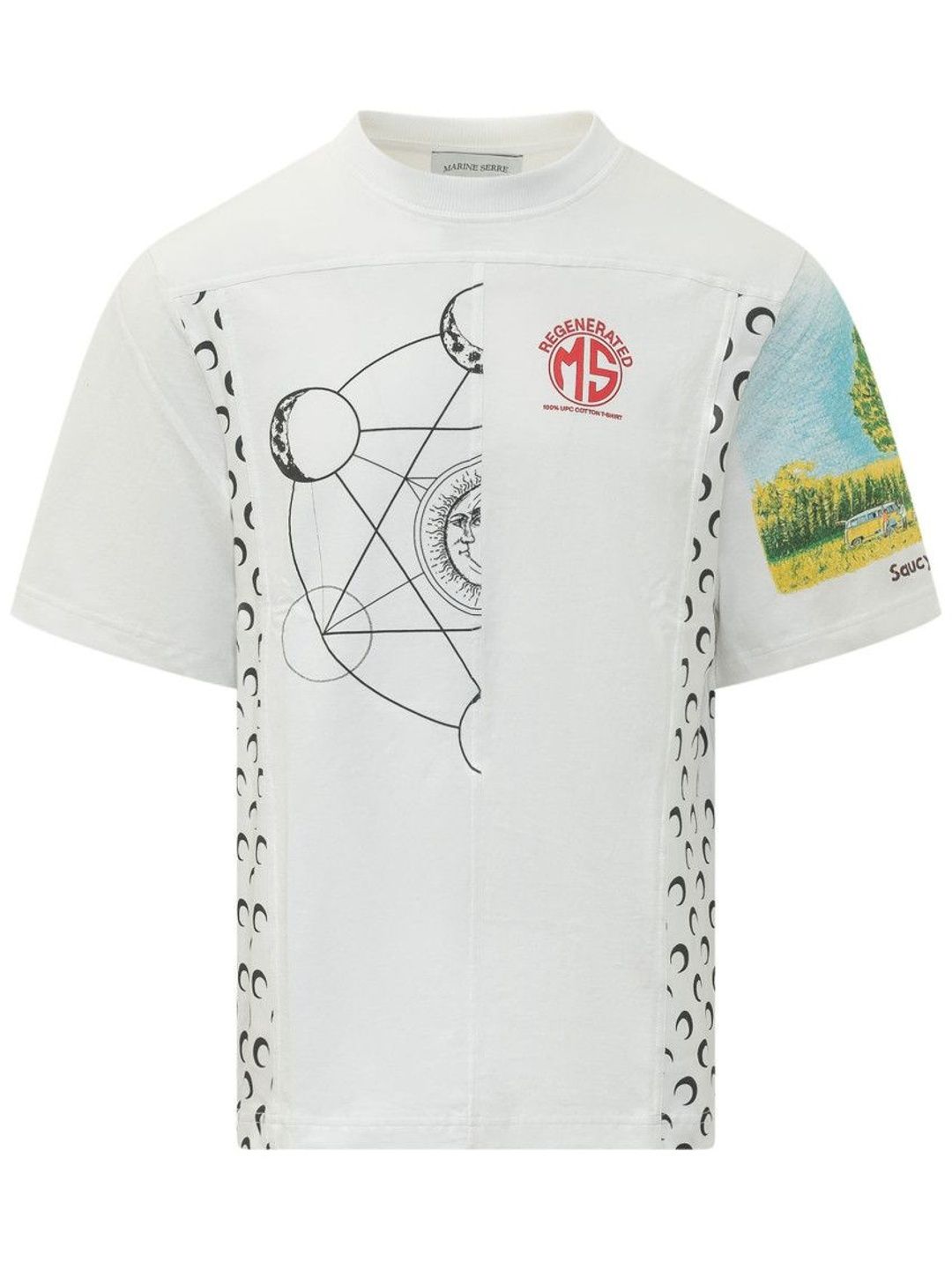 marine serre White Graphic Crew Neck T-Shirt-picture-20