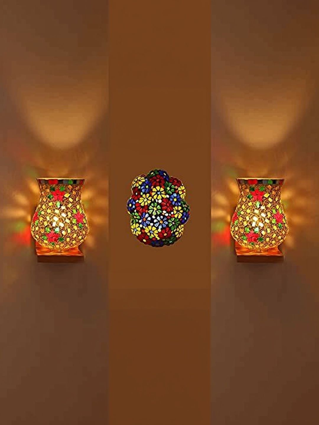 1ST TIME Multicoloured & Multicoloured Textured Glass Abstract Shaped Shaped Wall Lamp-image-16