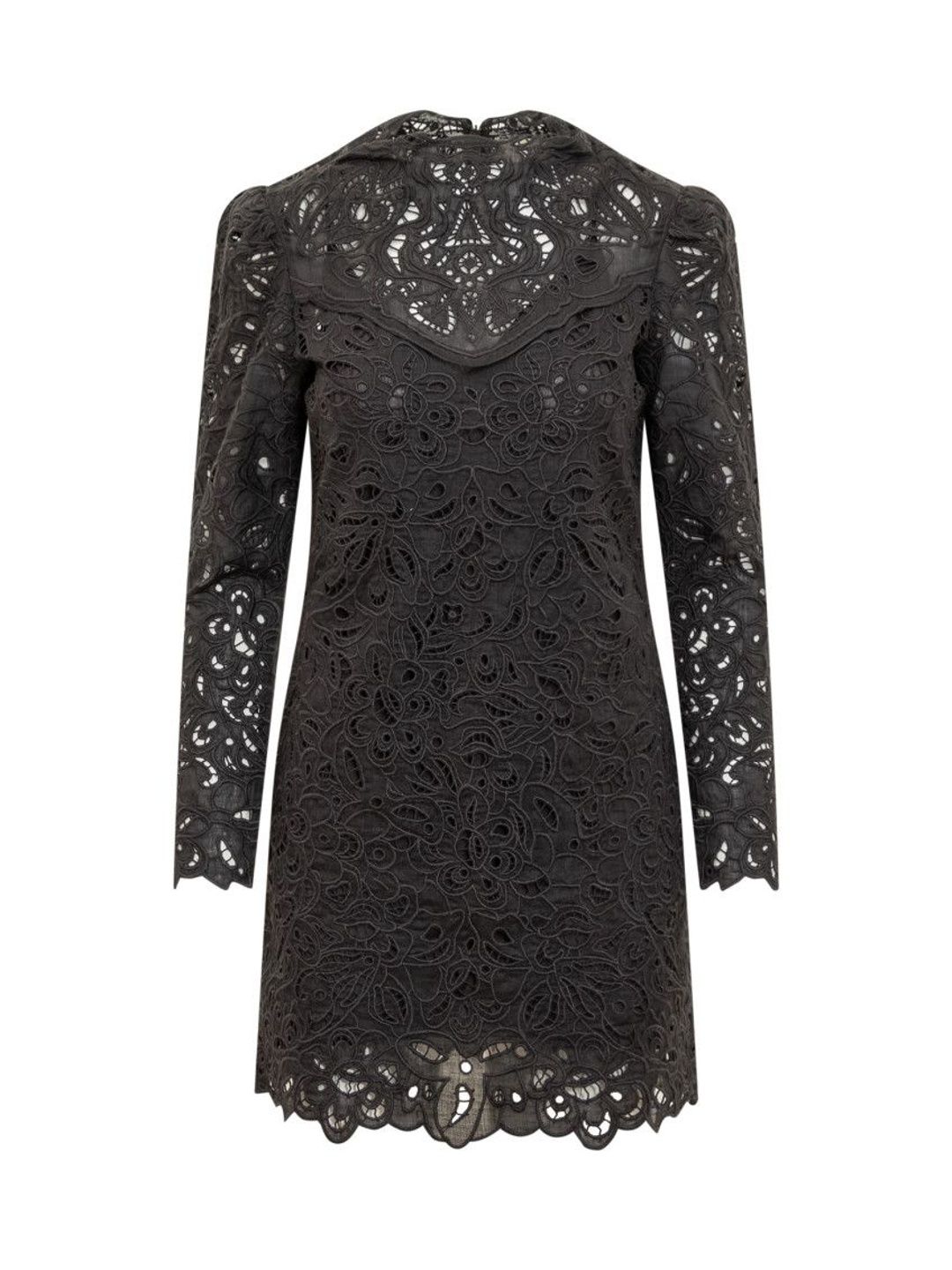 Isabel Marant Black Embroidered Neck Mini Dress-picture-30